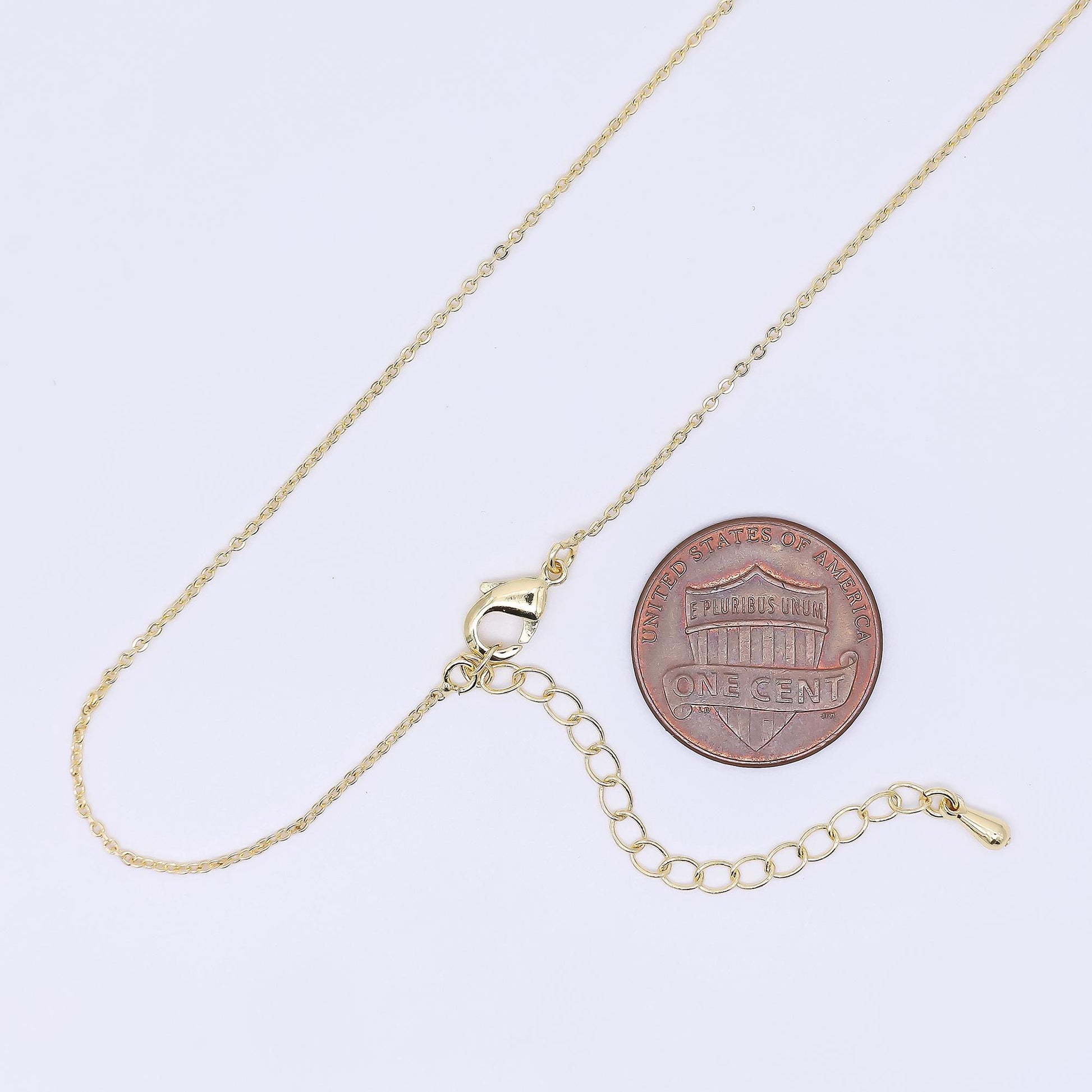 24K Gold Filled 1mm Minimalist Cable Chain 18 Inch Necklace w. Extender | WA-3241