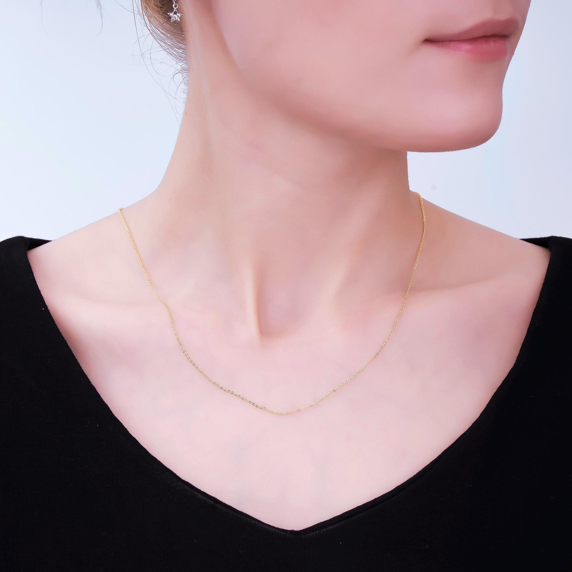 24K Gold Filled 1mm Minimalist Cable Chain 18 Inch Necklace w. Extender | WA-3241