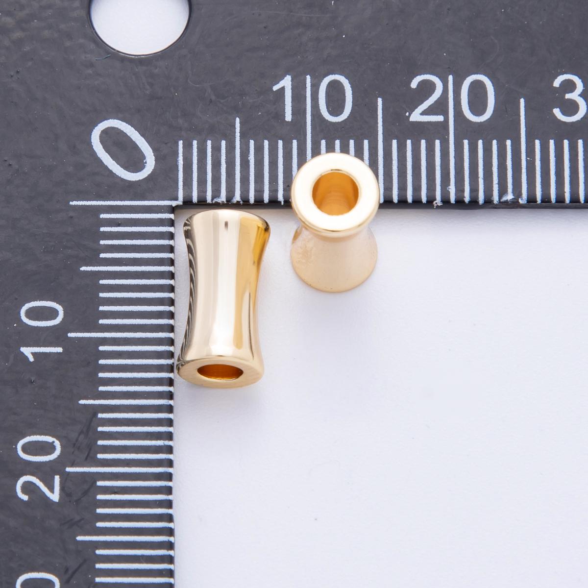 18k Gold Filled Hourglass Bead Spacer 6 mm Long Tube Beads Fluted Spacer Beads Focal Beads for Bracelet Necklace Findings AF-A1051