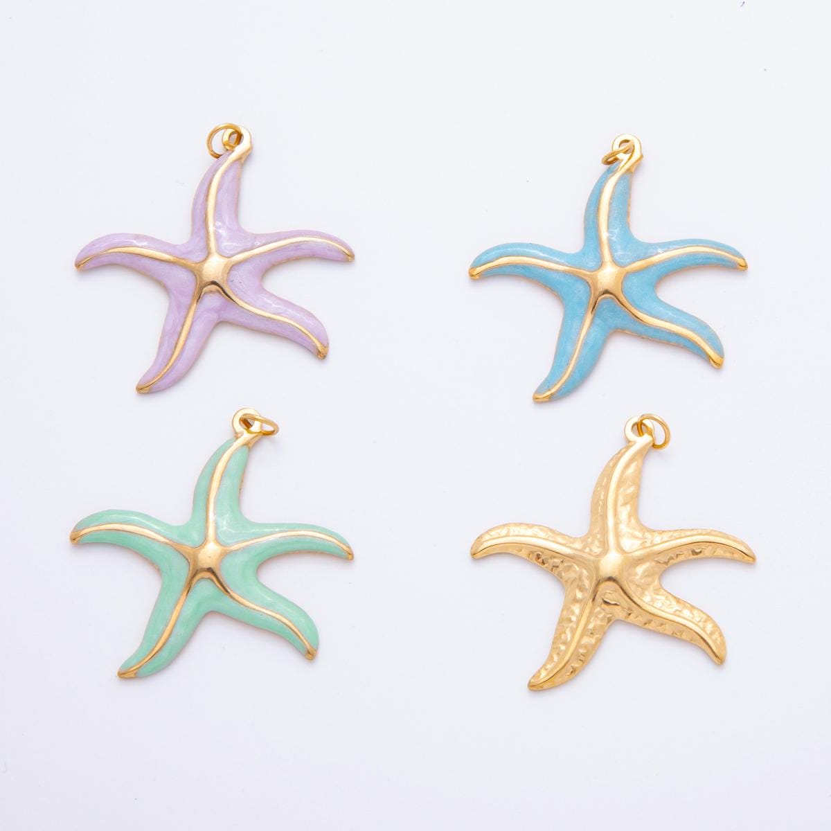 Pastel Color Enamel Star Fish PVD Gold Plated Steel Starfish Beach Under the Sea Animal Charm | J-493