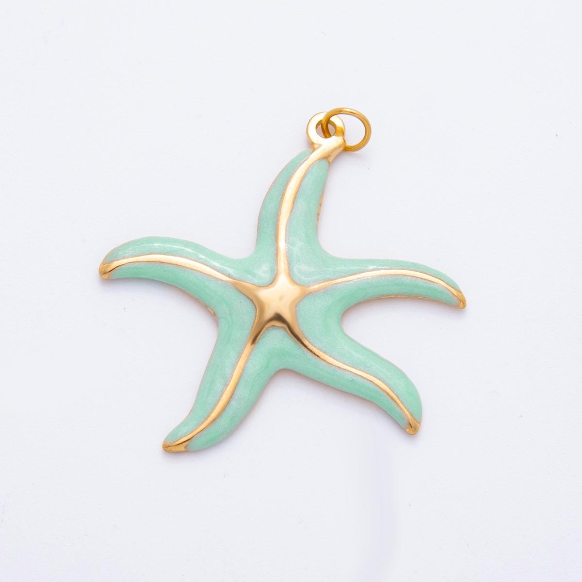 Pastel Color Enamel Star Fish PVD Gold Plated Steel Starfish Beach Under the Sea Animal Charm | J-493
