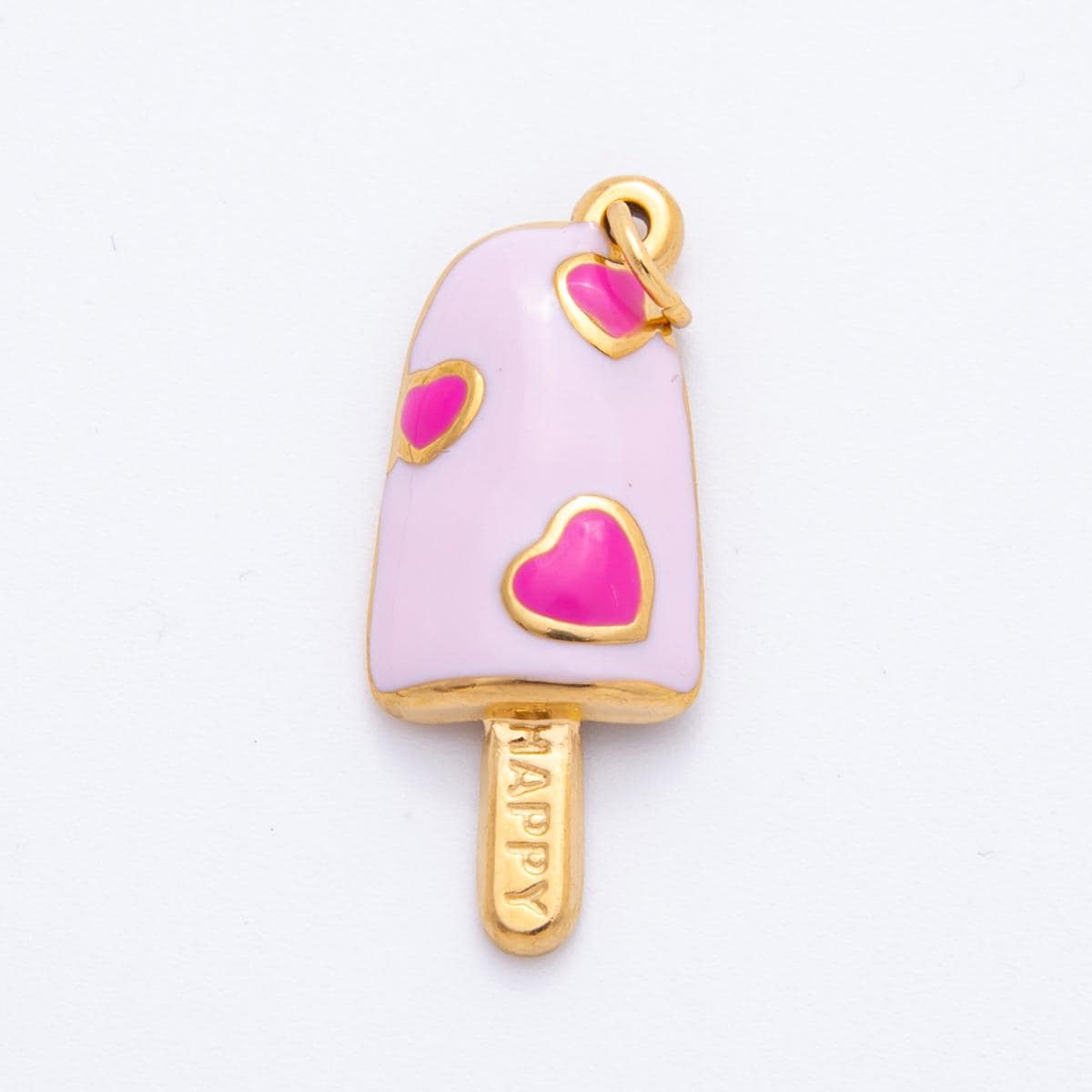 Enamel Pop Stick Ice Cream CHARMS for necklace Bracelet Artsy Cute Heart PVD Gold Stainless Steel Tarnish Free Charm j-448
