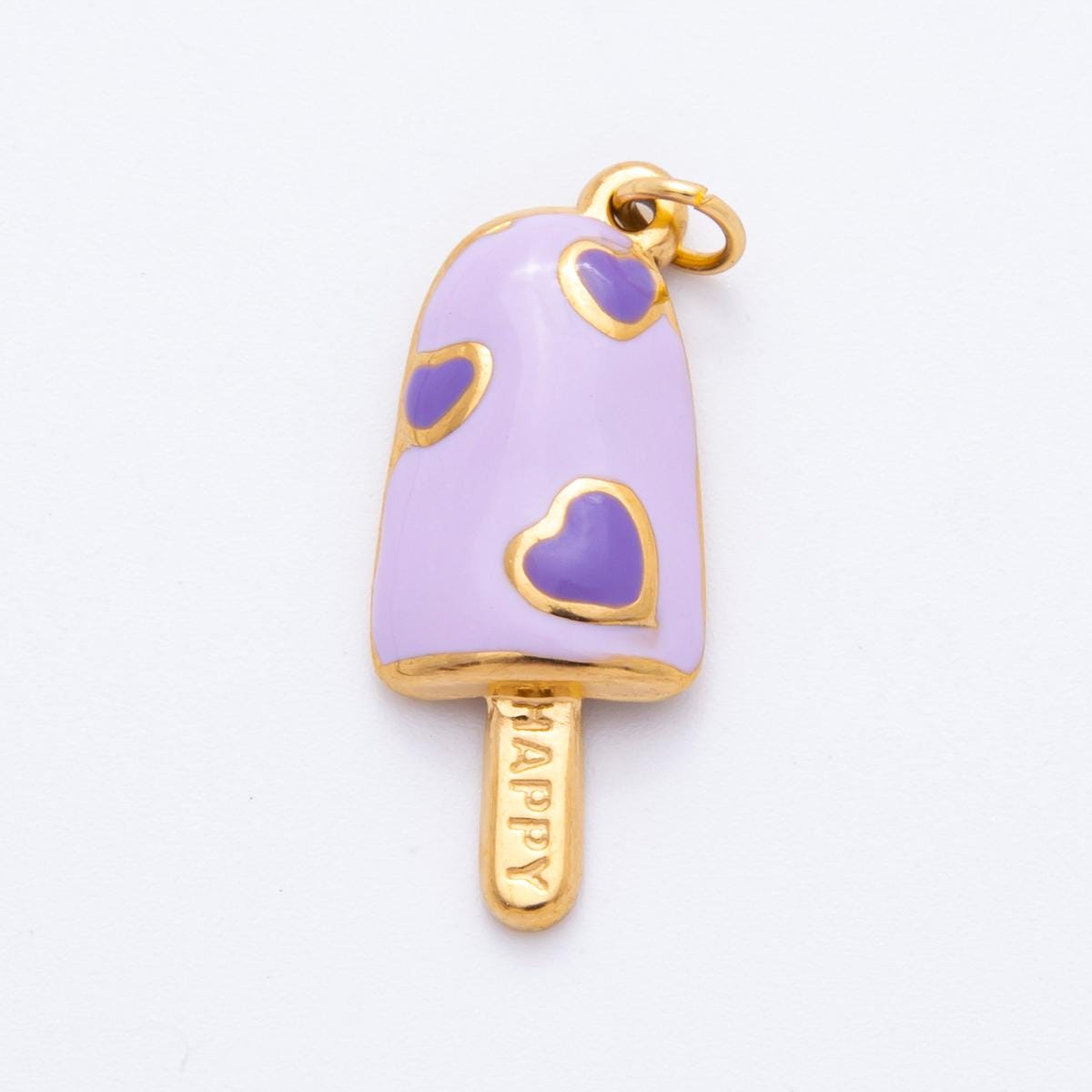 Enamel Pop Stick Ice Cream CHARMS for necklace Bracelet Artsy Cute Heart PVD Gold Stainless Steel Tarnish Free Charm j-448