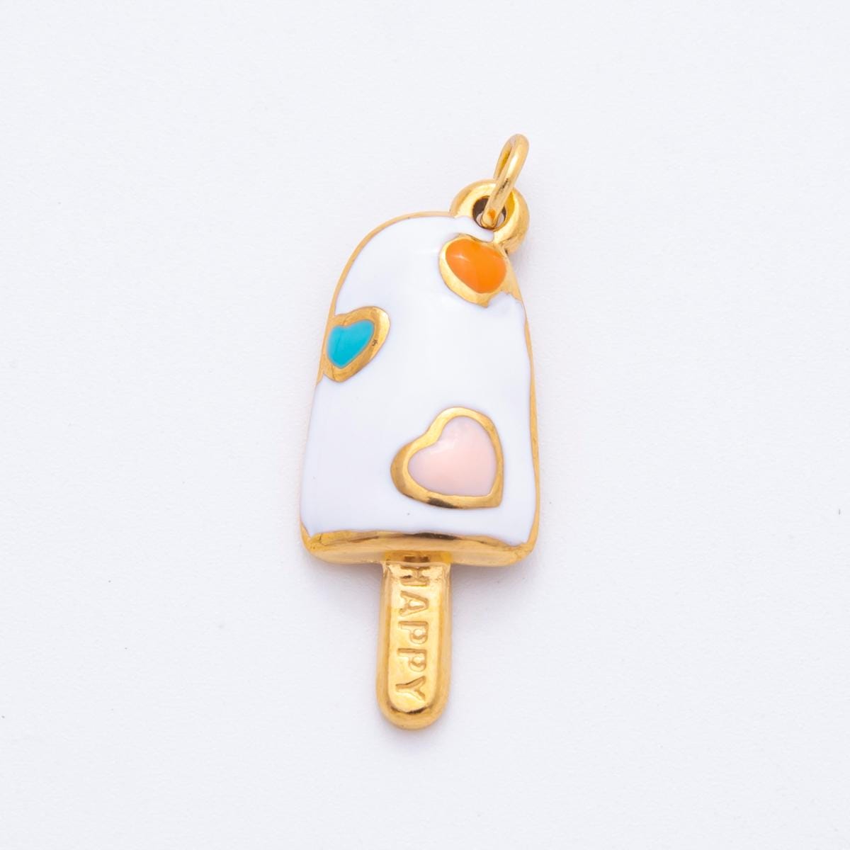 Enamel Pop Stick Ice Cream CHARMS for necklace Bracelet Artsy Cute Heart PVD Gold Stainless Steel Tarnish Free Charm j-448