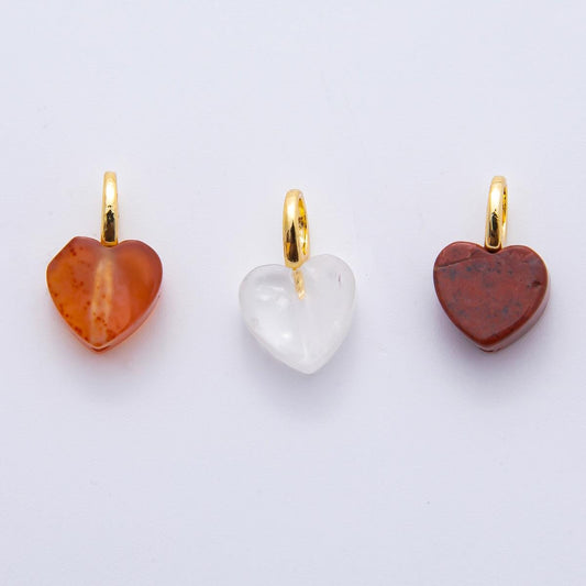 18K Gold Filled 10mm Gemstone Heart Charm for Necklace Bracelet Component | E-433