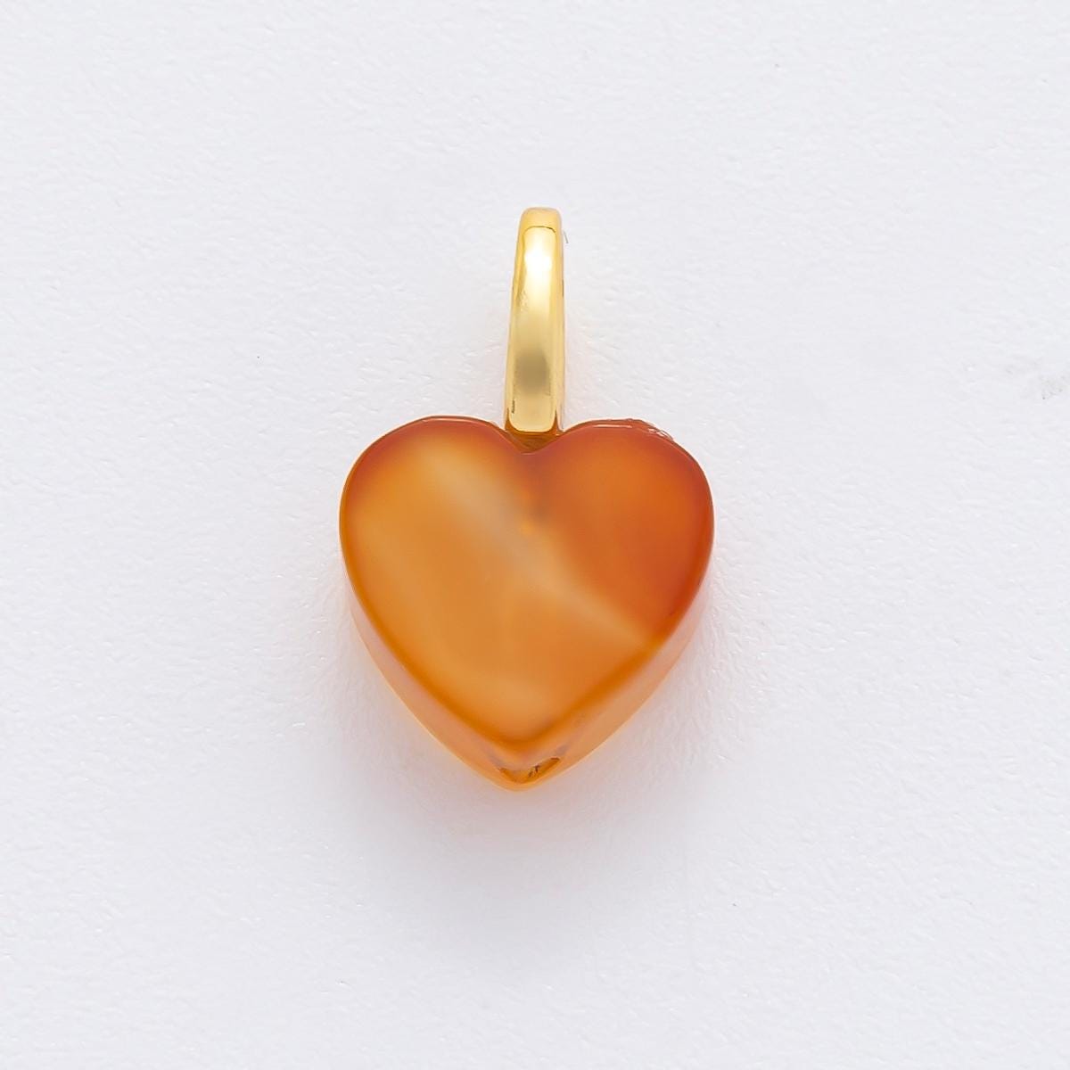 18K Gold Filled 10mm Gemstone Heart Charm for Necklace Bracelet Component | E-433