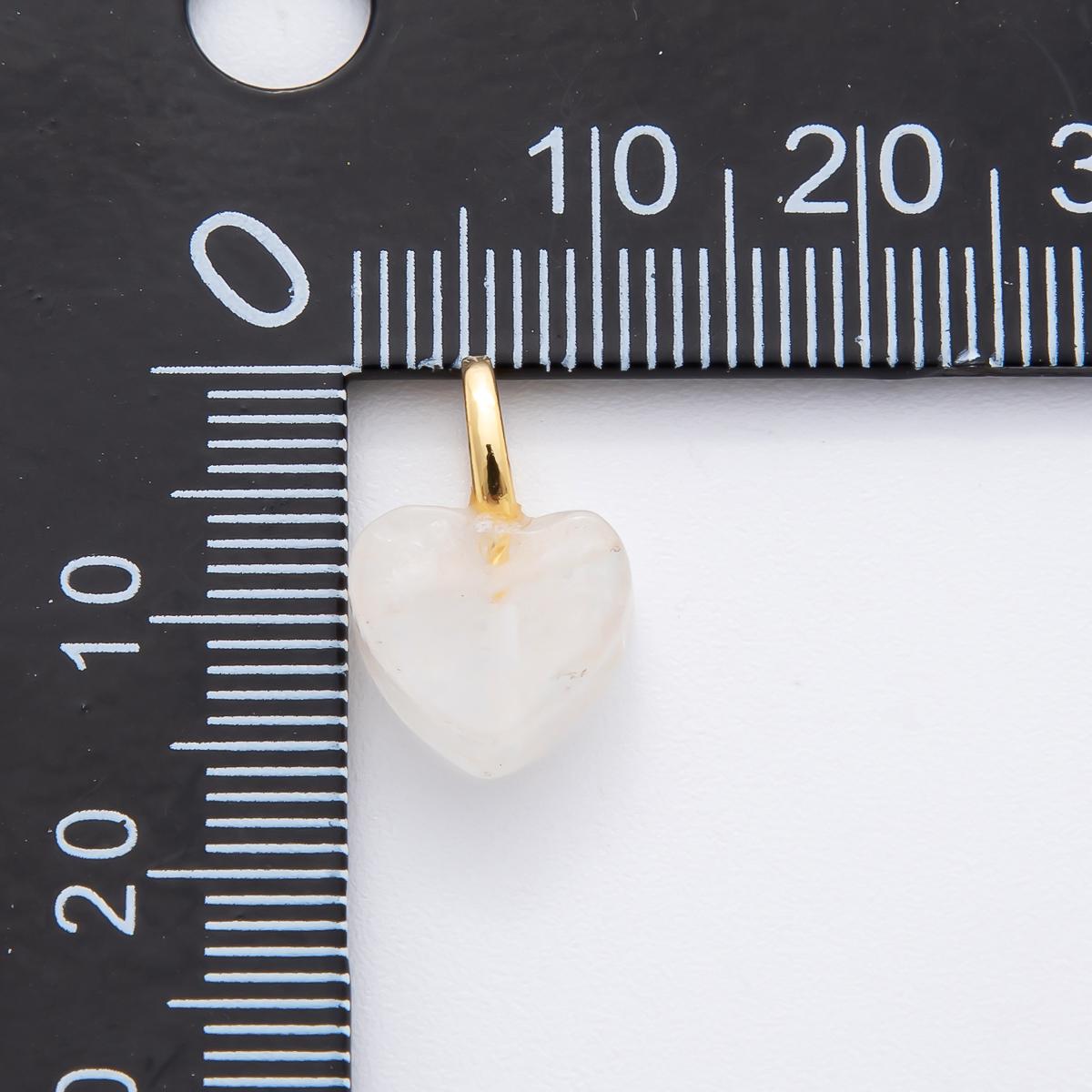 18K Gold Filled 10mm Gemstone Heart Charm for Necklace Bracelet Component | E-433