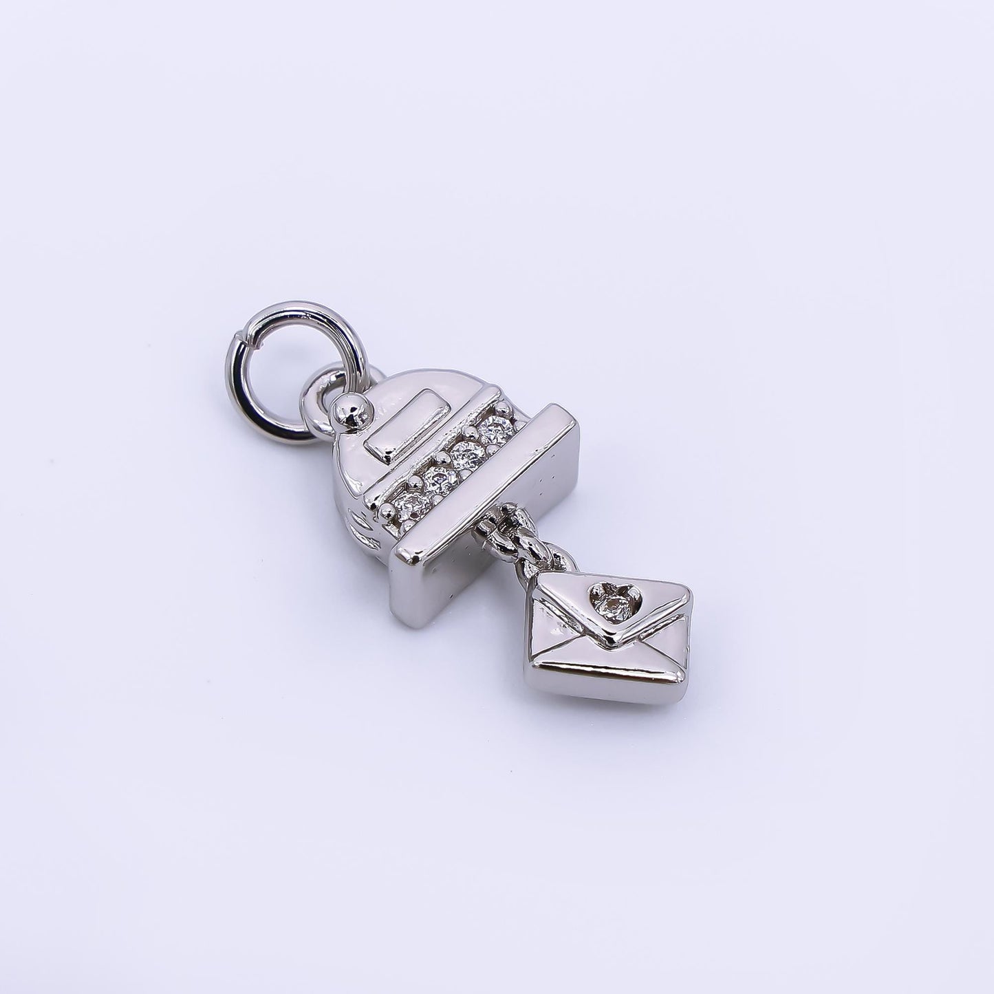 24K Gold Filled 17.5mm Micro Paved CZ Love Letter & Mailbox Drop Charm | M-675