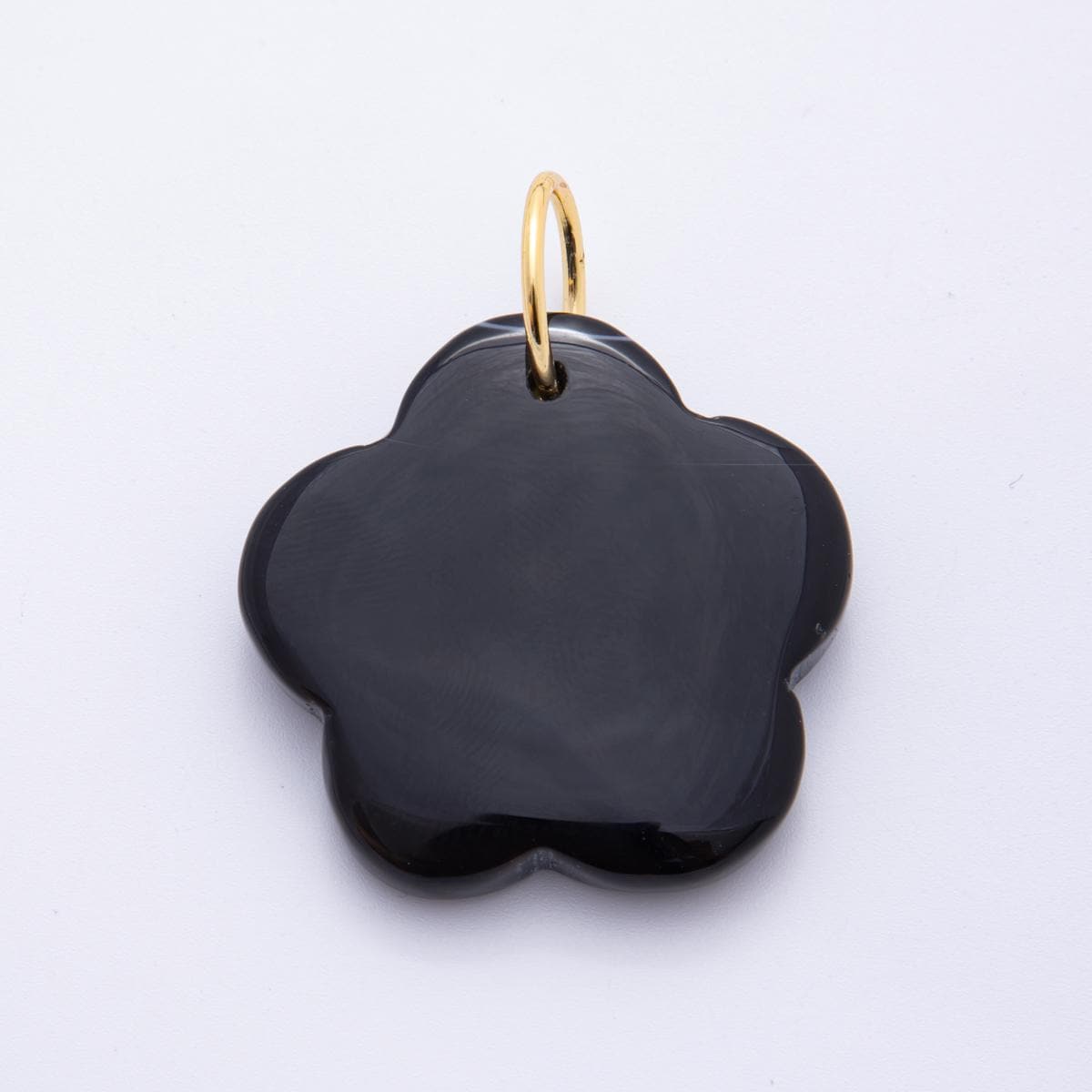 Black Agate Pendant Natural Flower Stone Beads Black Gemstone Findings 49.6x41.6 mm Necklace Jewelry Supply E-470