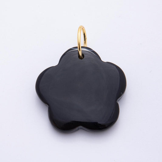 Black Agate Pendant Natural Flower Stone Beads Black Gemstone Findings 49.6x41.6 mm Necklace Jewelry Supply E-470