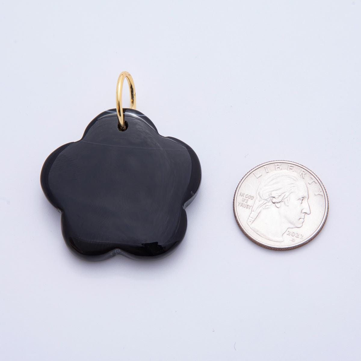 Black Agate Pendant Natural Flower Stone Beads Black Gemstone Findings 49.6x41.6 mm Necklace Jewelry Supply E-470
