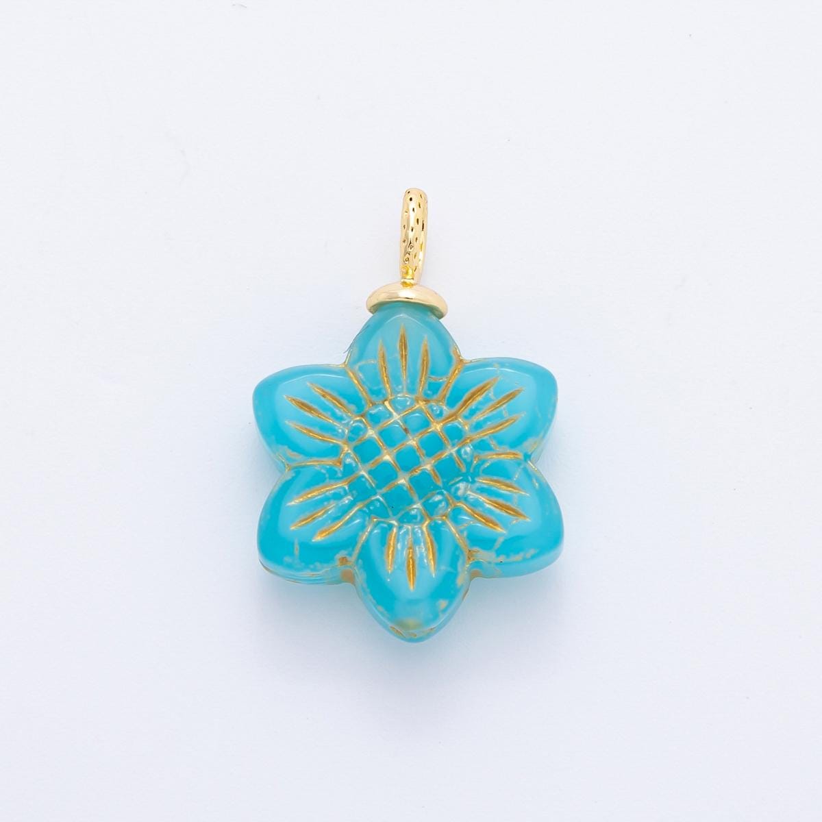 Dainty Czech Glass Beads Sun Flower Beads Charm Wildflower Beads Pendant Colorful Floral Necklace Bracelet Component E-746