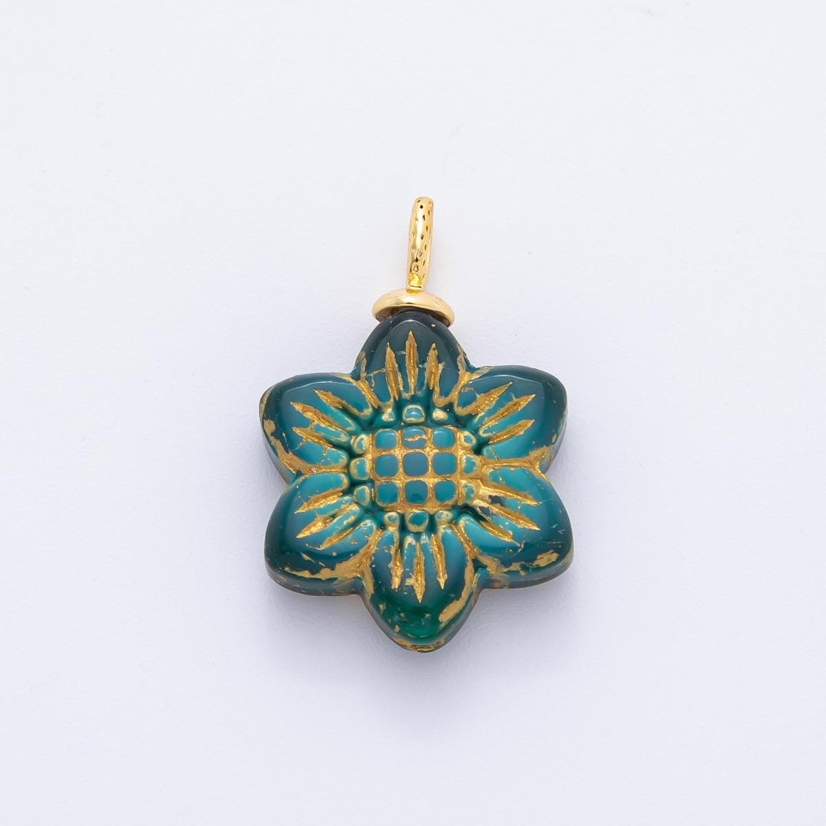 Dainty Czech Glass Beads Sun Flower Beads Charm Wildflower Beads Pendant Colorful Floral Necklace Bracelet Component E-746