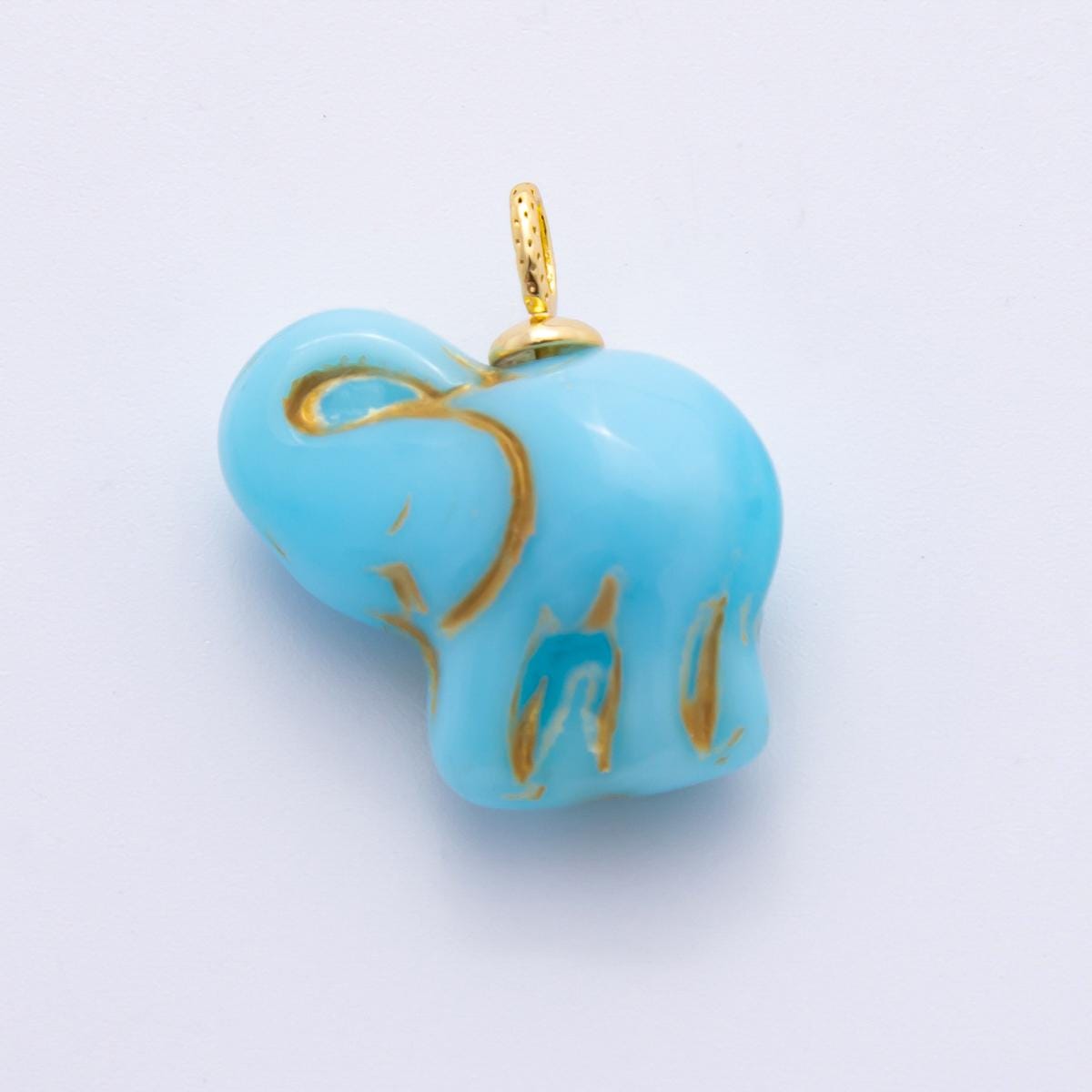Dainty Czech Glass Beads Elephant Beads Charm Circus Wild Animal Beads Pendant Colorful Dumbo Necklace Bracelet Component E-777