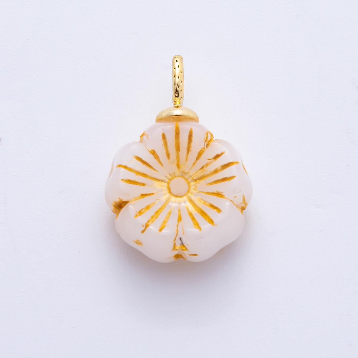 Dainty Czech Glass Beads Hibiscus Beads Charm Wildflower Beads Pendant Colorful Floral Necklace Bracelet Component E-864