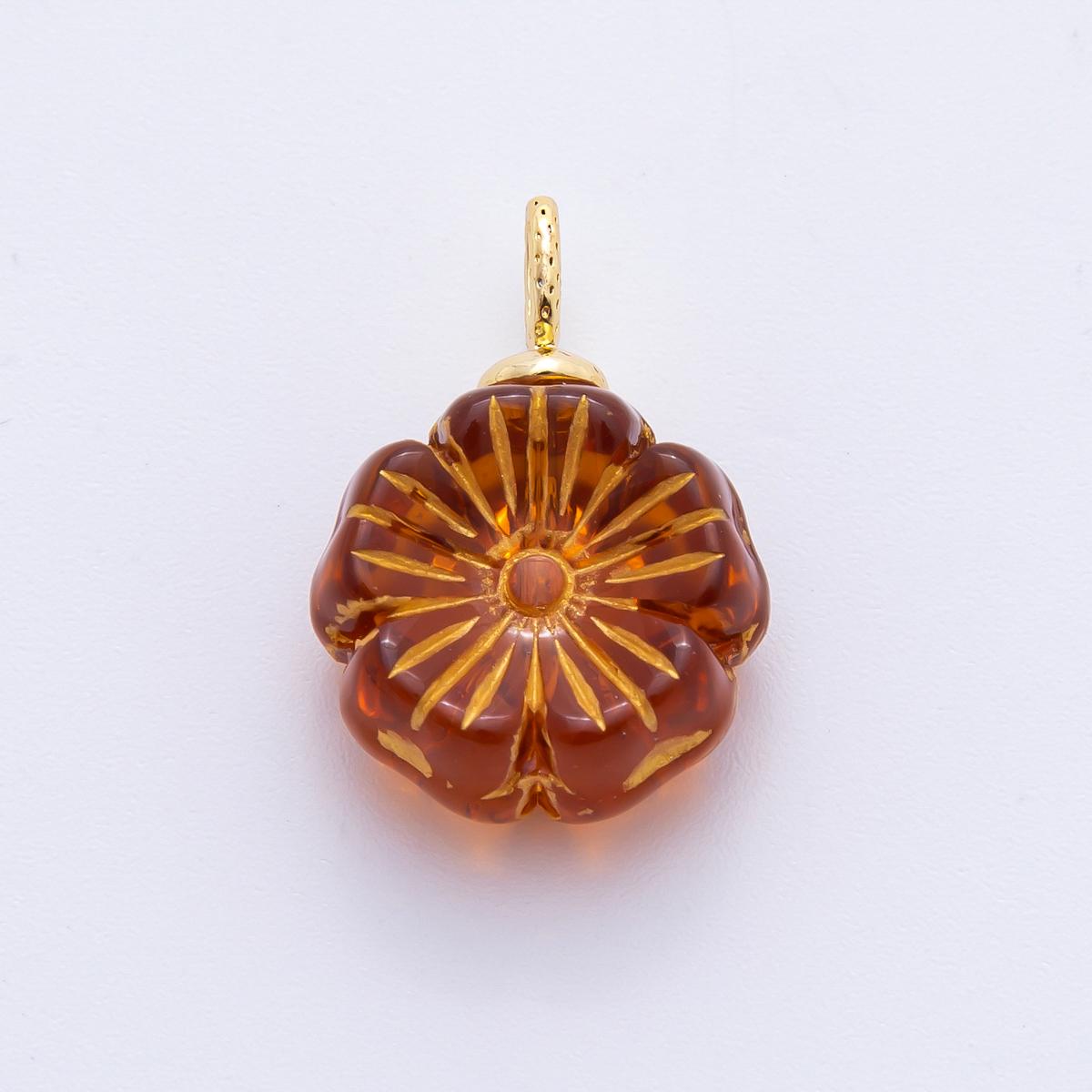 Dainty Czech Glass Beads Hibiscus Beads Charm Wildflower Beads Pendant Colorful Floral Necklace Bracelet Component E-864