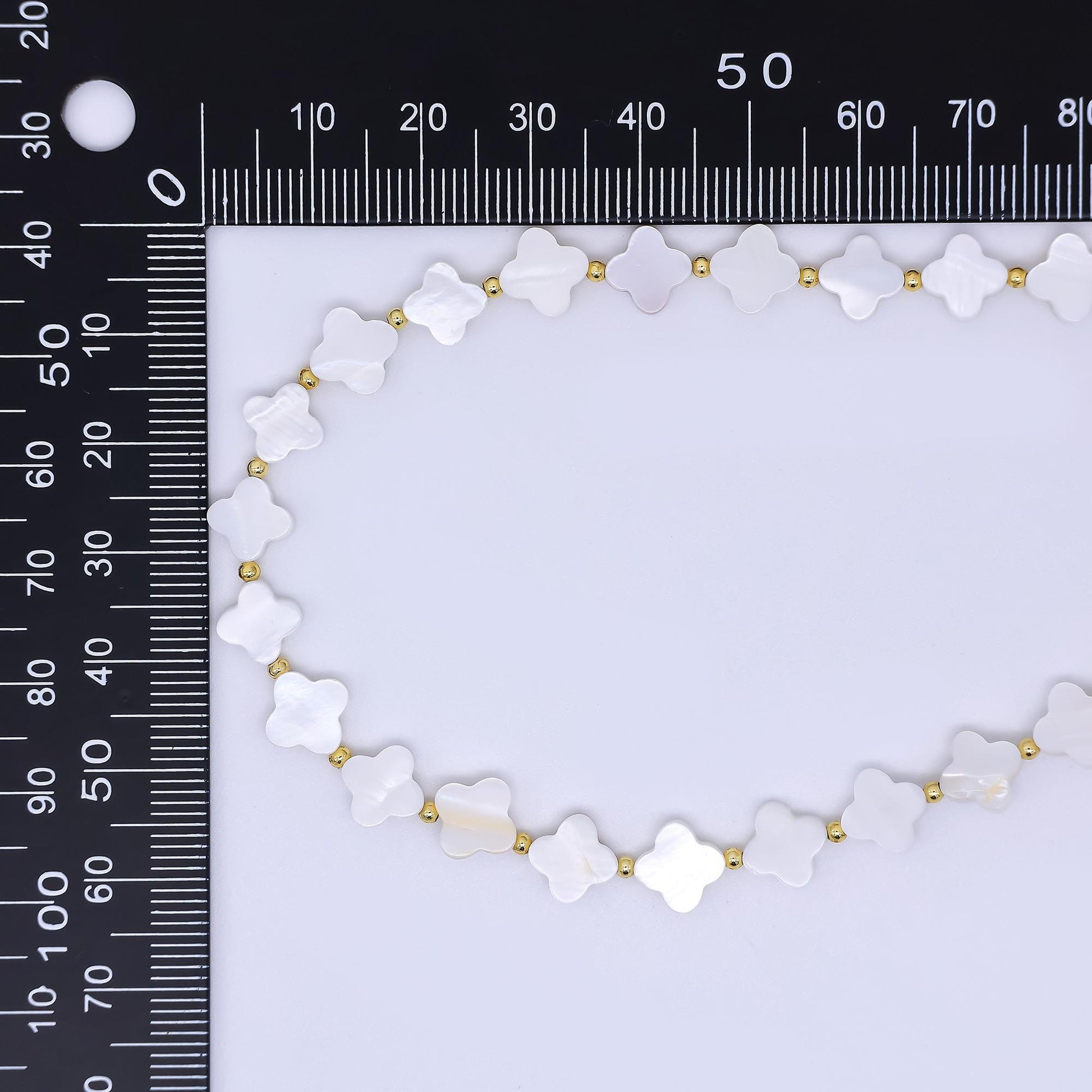 24K Gold Filled Mother of Pearl 4-Leaf Lucky Fortune Clover Necklace 17 Inch with Extender | WA-3344