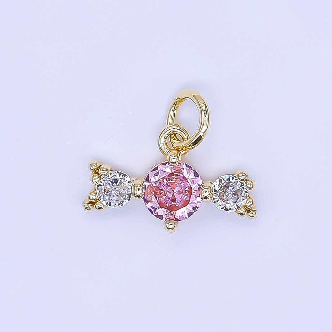 Mini Gold Pink Candy Pendant 24K Gold Filled Candy Charm Wrapper DIY Bracelet Necklace Jewelry Making Findings Supply aj-506