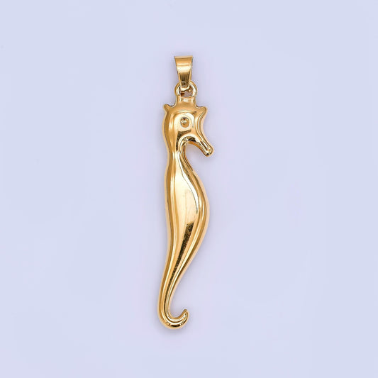 Dainty Gold Sea Horse Pendant PVD Gold Stainless Steel Slim Animal Under The Sea Life Animals Charm j-162