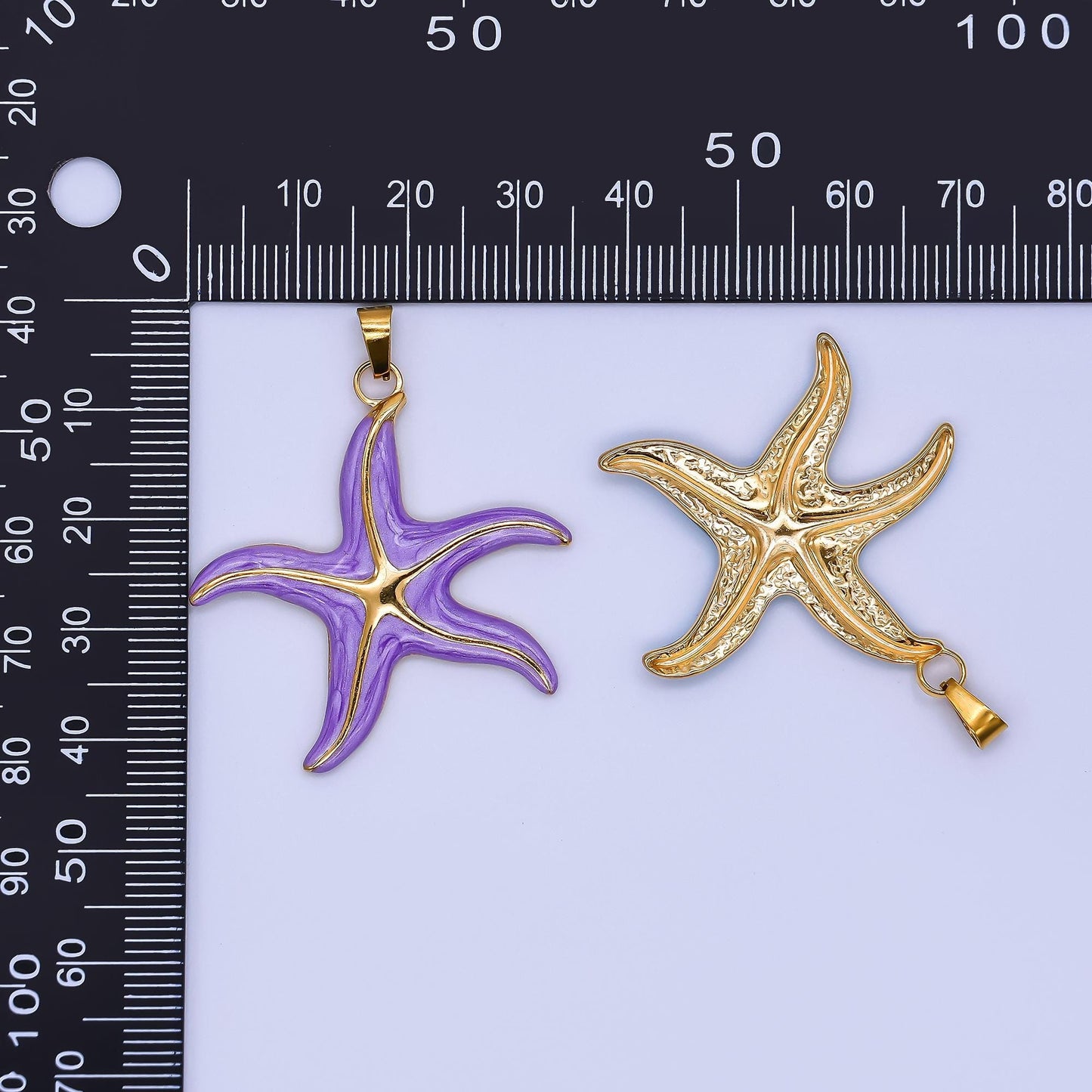 Multi Color Enamel Star Fish PVD Gold Plated Steel Starfish Beach Under the Sea Animal Charm | J-141