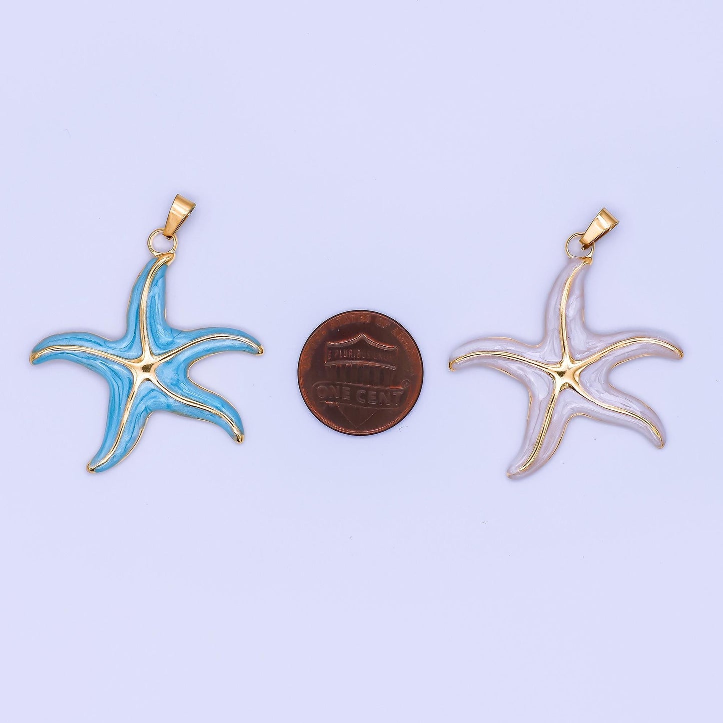 Multi Color Enamel Star Fish PVD Gold Plated Steel Starfish Beach Under the Sea Animal Charm | J-141