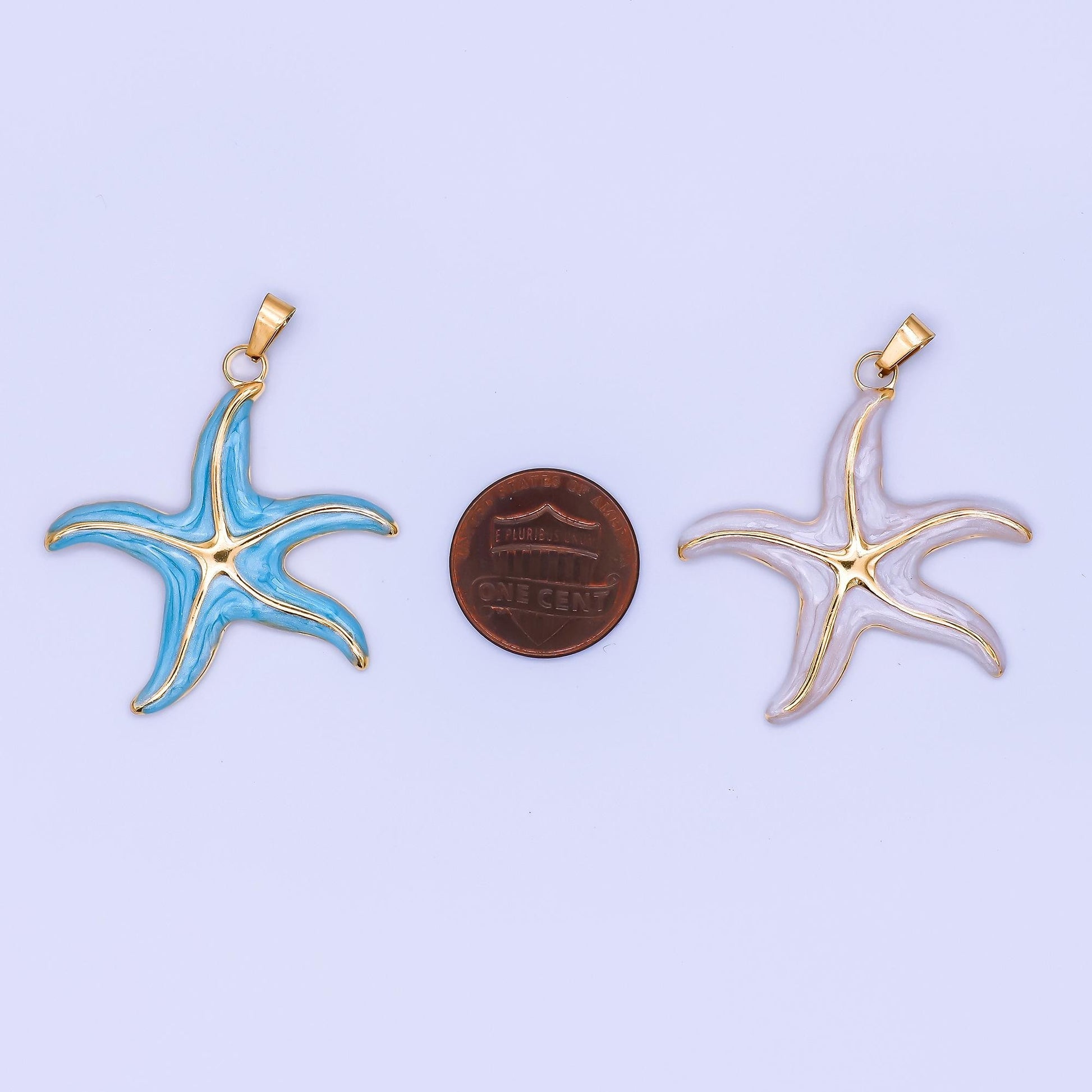 Multi Color Enamel Star Fish PVD Gold Plated Steel Starfish Beach Under the Sea Animal Charm | J-141
