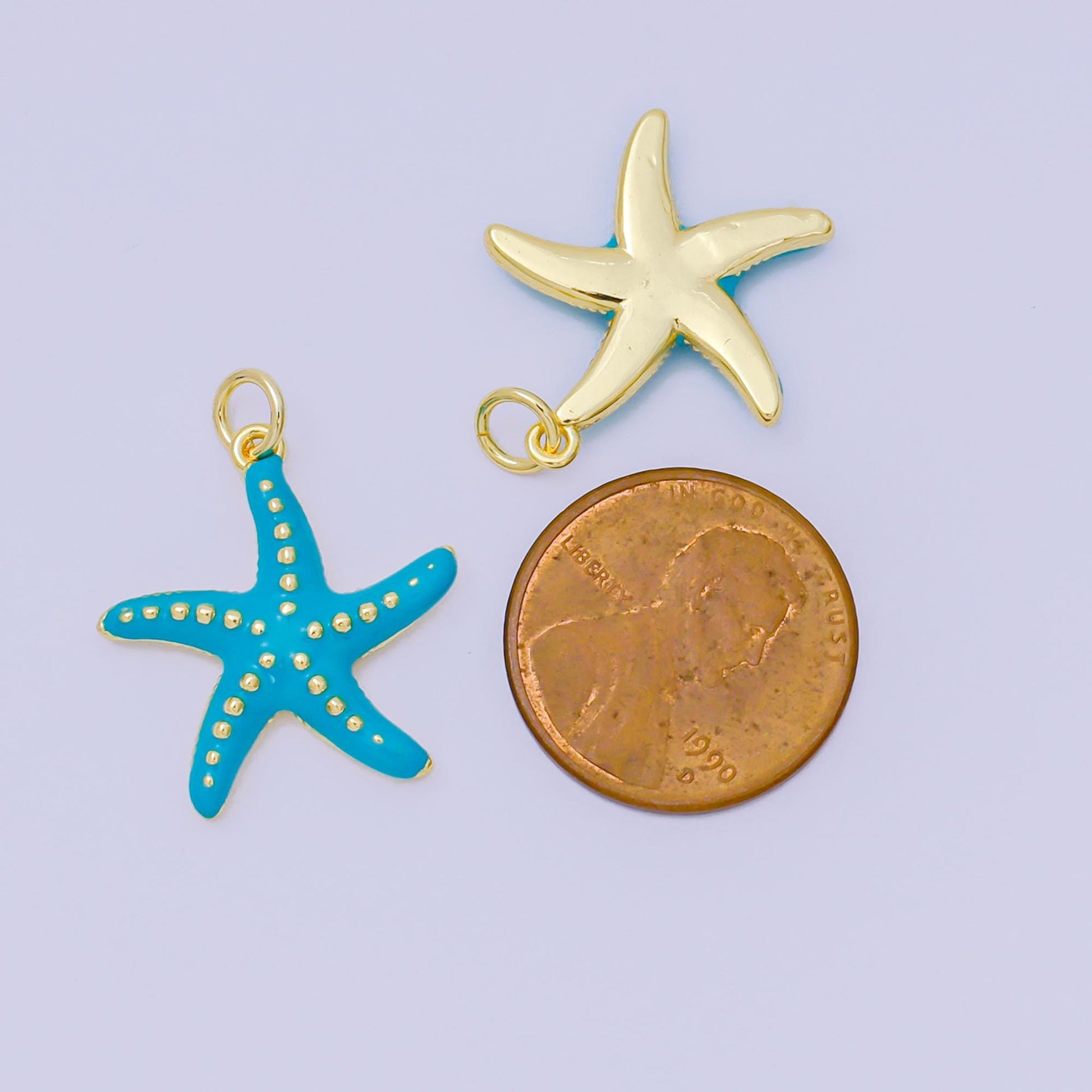 Blue Enamel Star Fish 24k Gold Filled Starfish Beach Under the Sea Animal Charm | AH-635