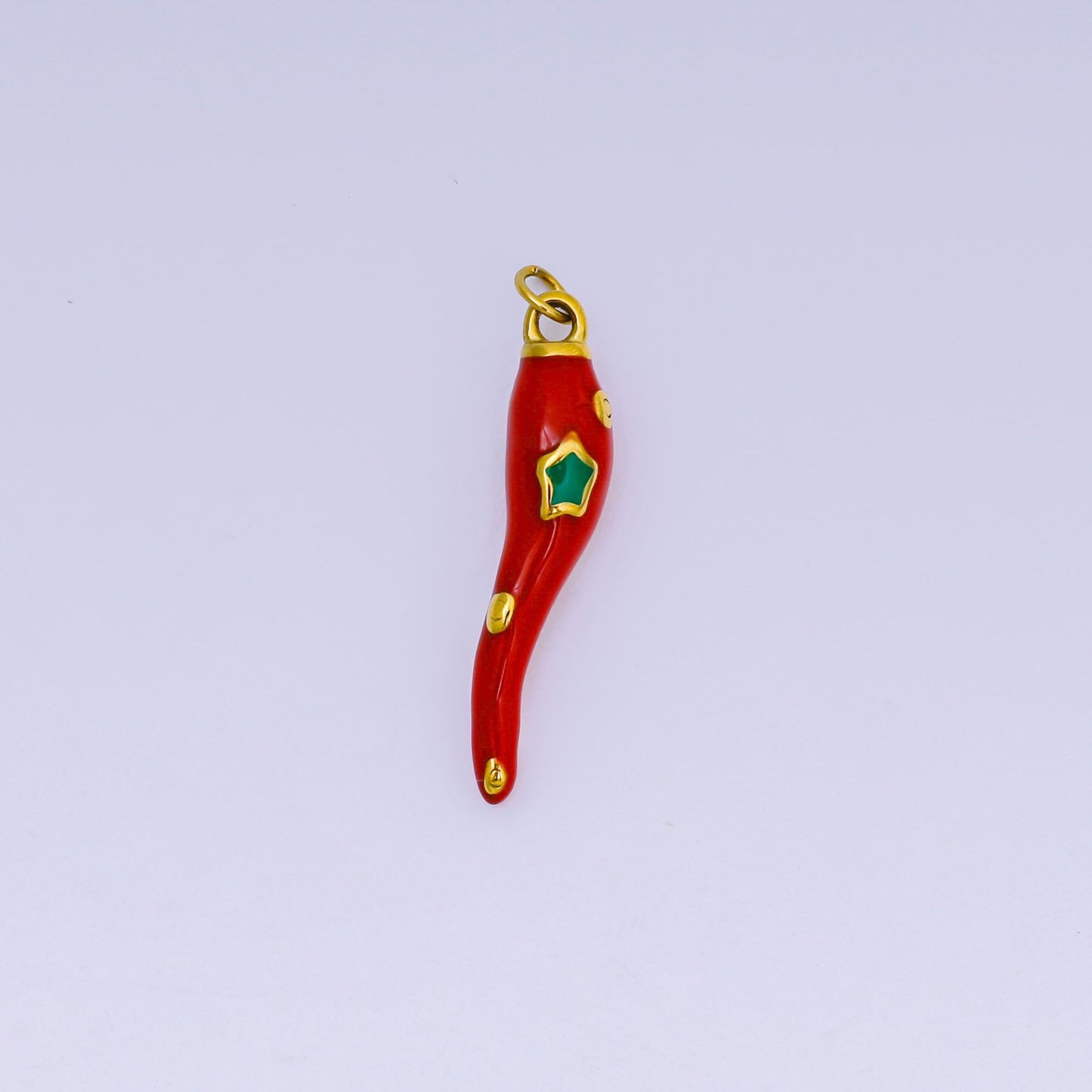 PVD Stainless Steel 26mm Red Enamel Star Hot Chili Charm | J-516