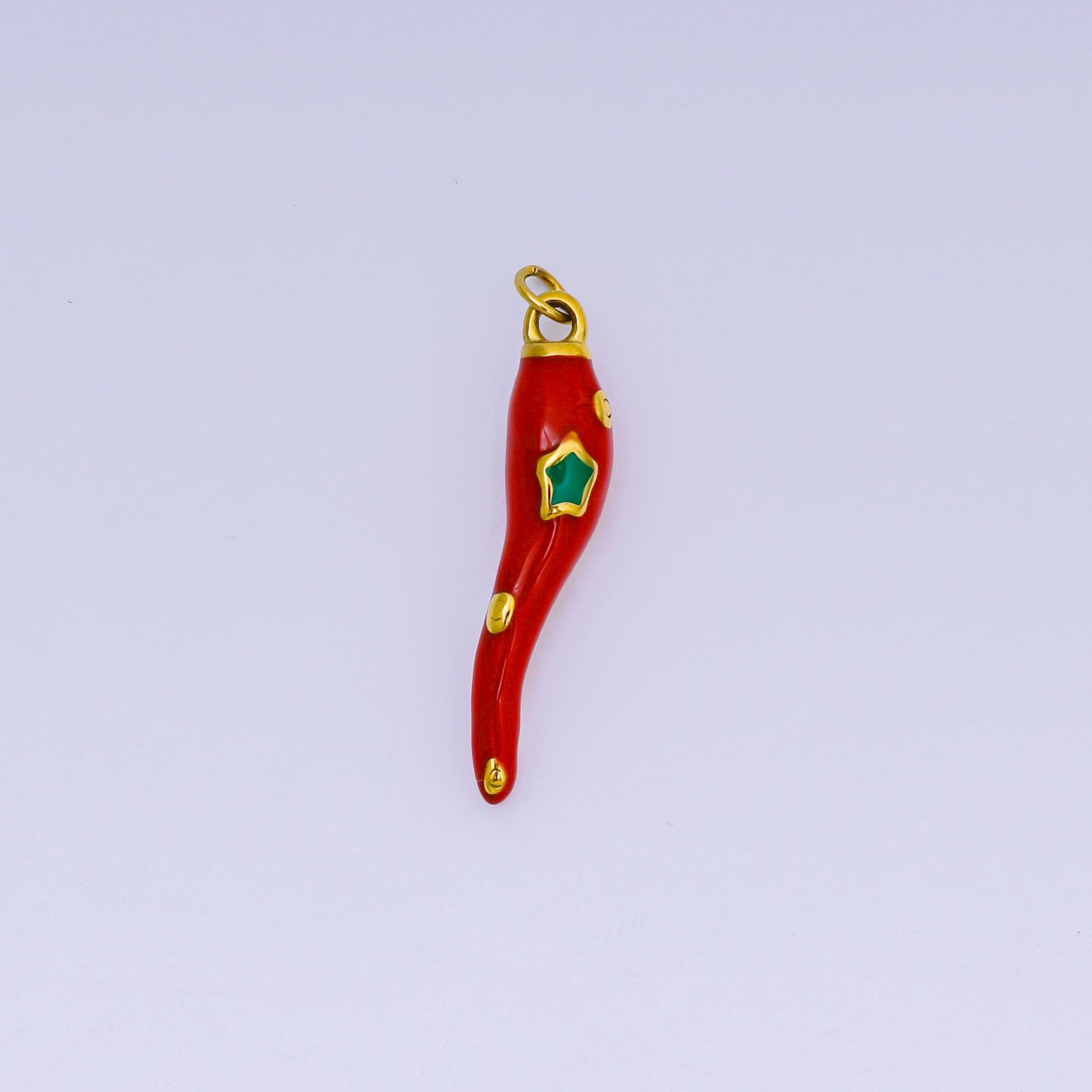 PVD Stainless Steel 26mm Red Enamel Star Hot Chili Charm | J-516