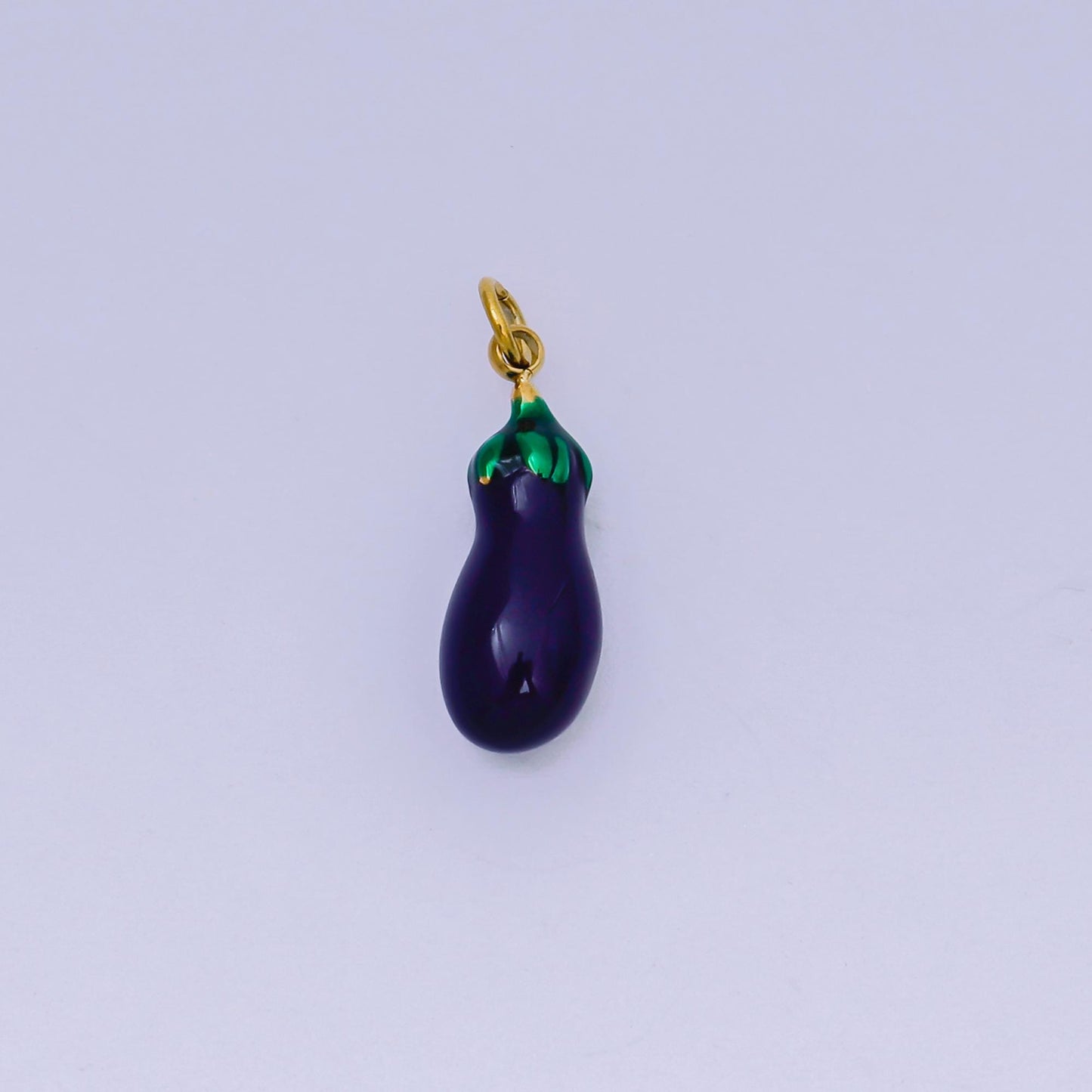 PVD Stainless Steel 18mm Purple Enamel Eggplant Vegetable Charm | J-502