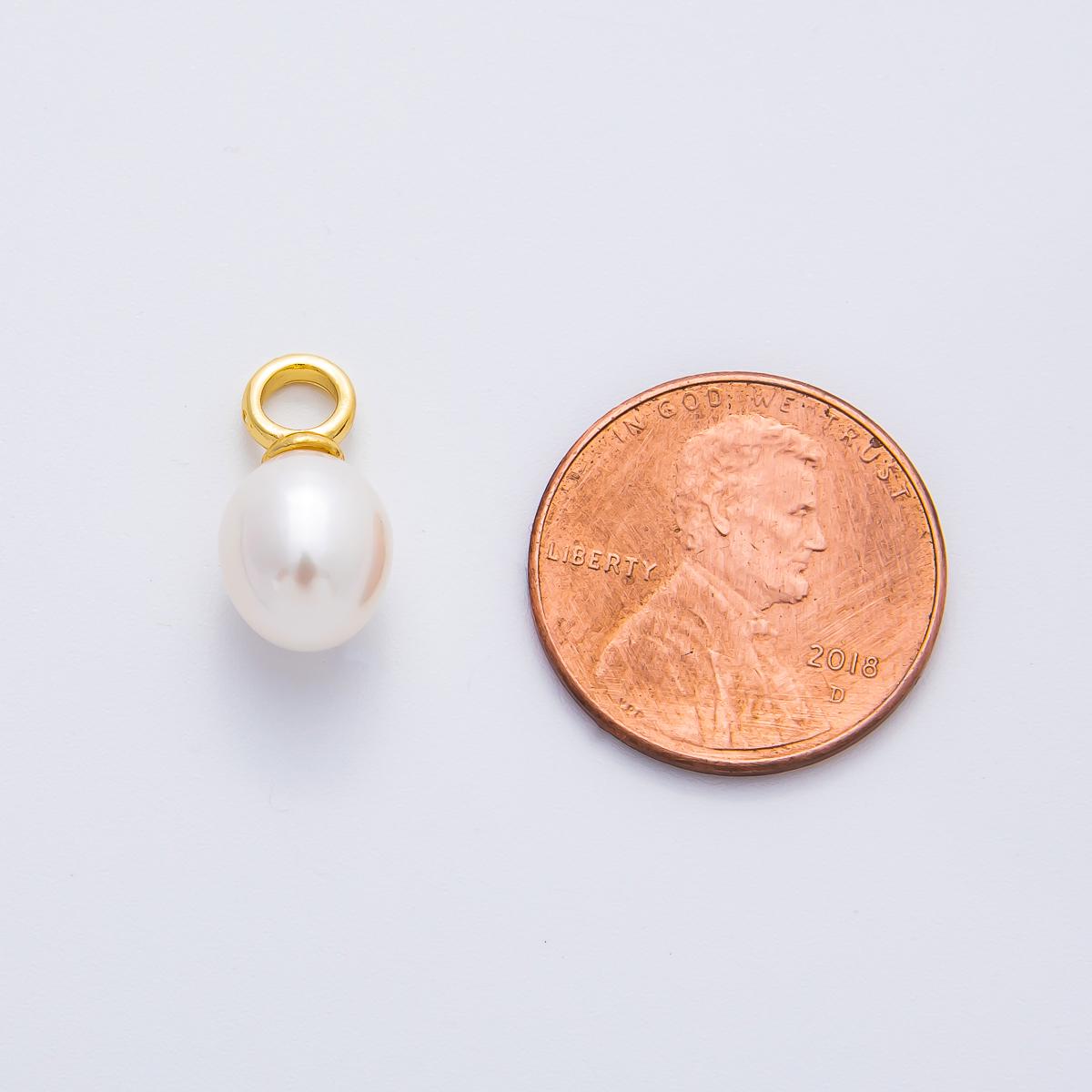 18k gold filled 15mm white freshwater pearl drop pendant | AF-630