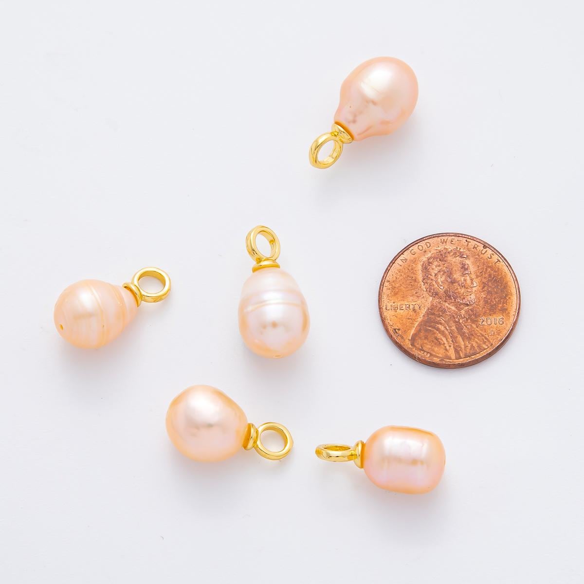 18k gold filled 18mm Pink freshwater pearl drop pendant | AF-661