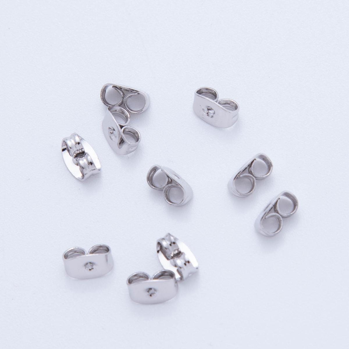 7mm Silver Push Backs findings| Replacement Backing | Butterfly Earring Backs | Earring Jewelry Making Finding 12 pairs Z-1376