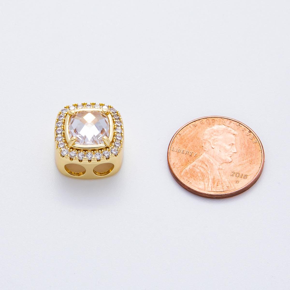 Bolo Tie Stopper Beads for Jewelry Making 2-Hole Slider Beads for Cord Necklace 18k Gold Filled Spacer Beads Supplies B-107
