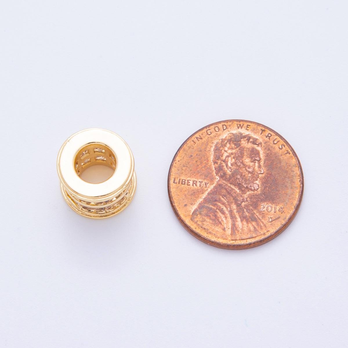 18k Gold Filled Beads CZ Micro Pave Tube Large Hole Spacer Beads Gold Cylinder Bead Spacer for Bracelet Making AF-1070