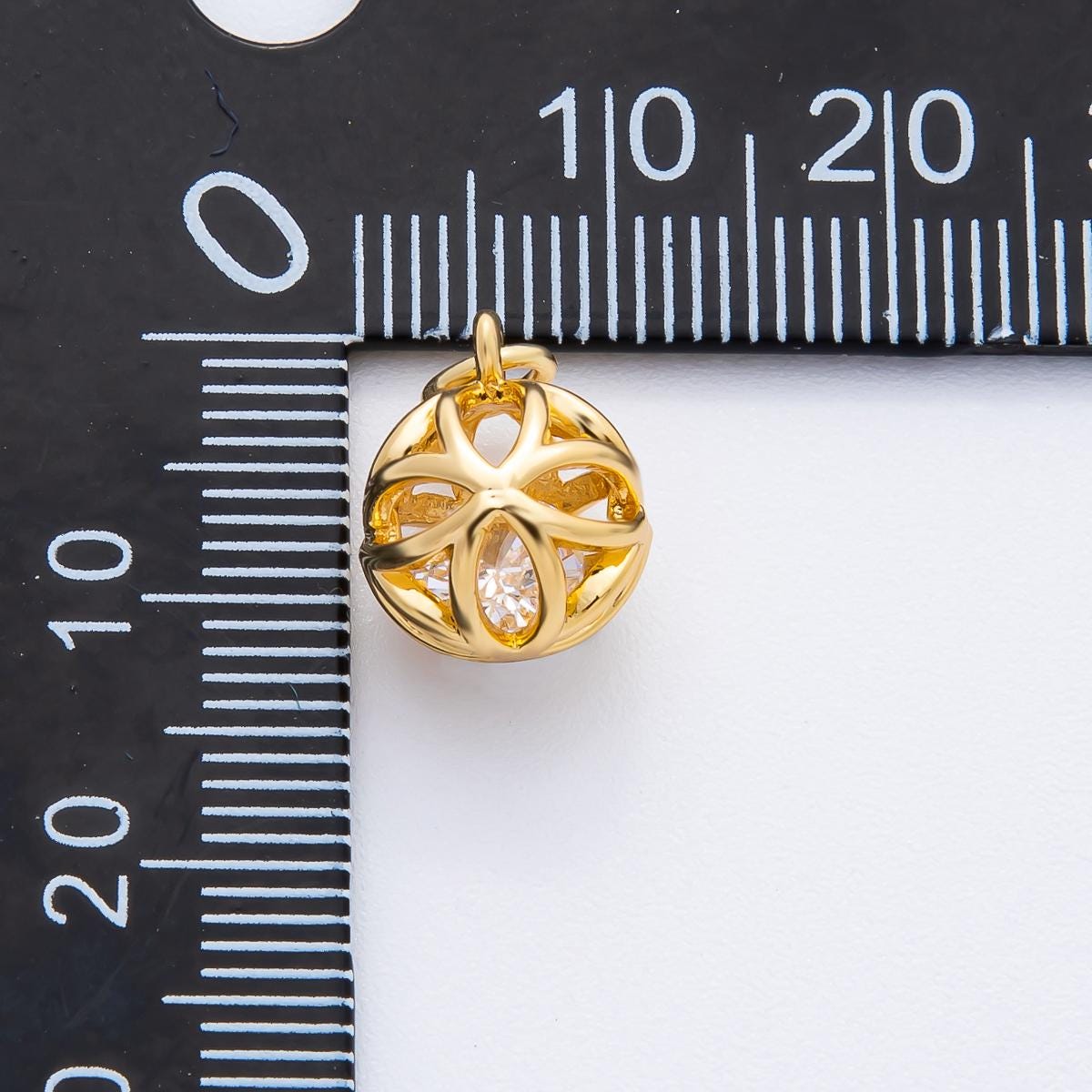 18k Gold Filled Tiny Gold Cage charm with Small crystal inside Ornamen Charm Bar Bracelets and Necklaces Gold Pave CZ Minimalist AF-1366