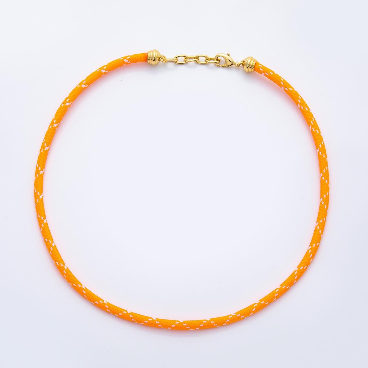 18K Gold Filled 5mm Orange Pink Summer Sport Cord 19 Inch Necklace | WA-3504