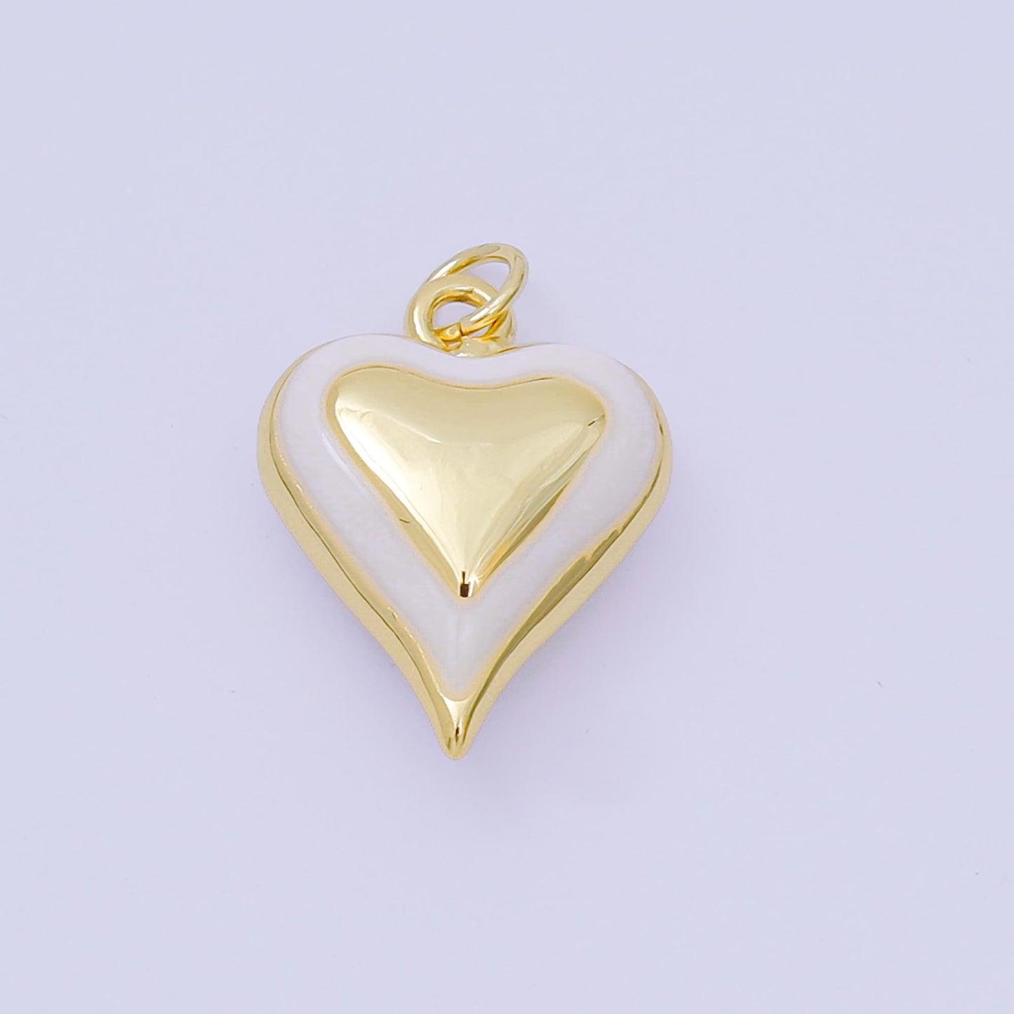 24K Gold Filled 20mm Green, Red & Pink Enamel Art Love Shades of Heart Charm | AH-674 - AH-676