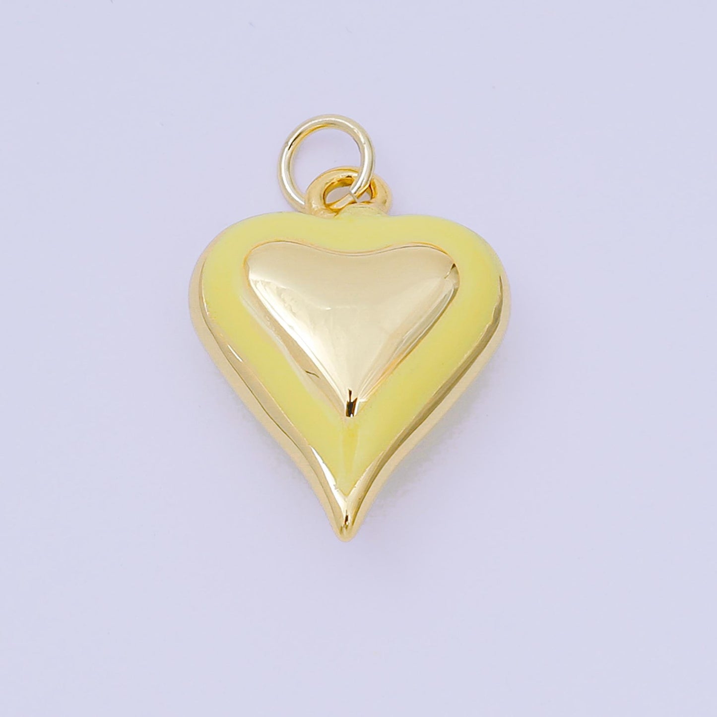 24K Gold Filled 20mm Green, Red & Pink Enamel Art Love Shades of Heart Charm | AH-674 - AH-676