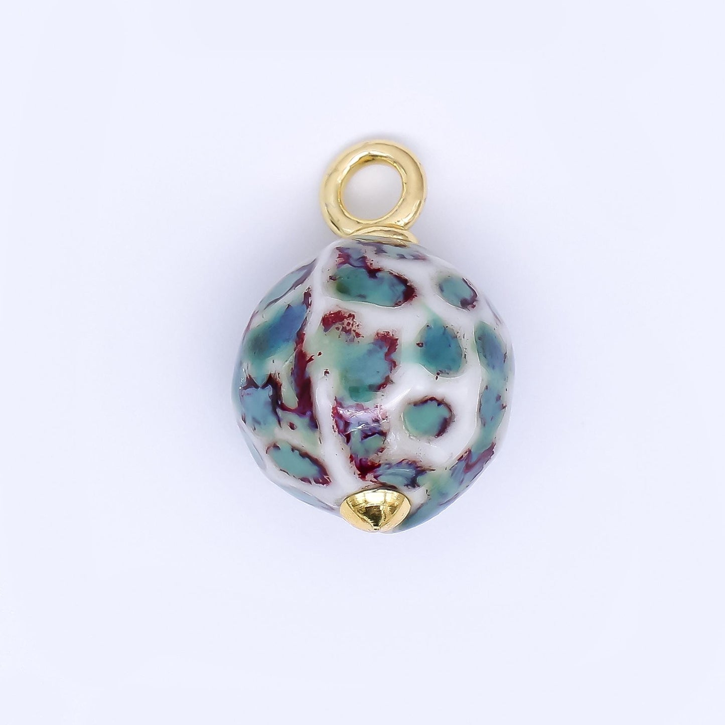 24K Gold Filled 22mm Ceramic Art Enchanted Round Orbs Charm | N-1019 N-1145 N-1172 N-1808 N-1898 N-1971