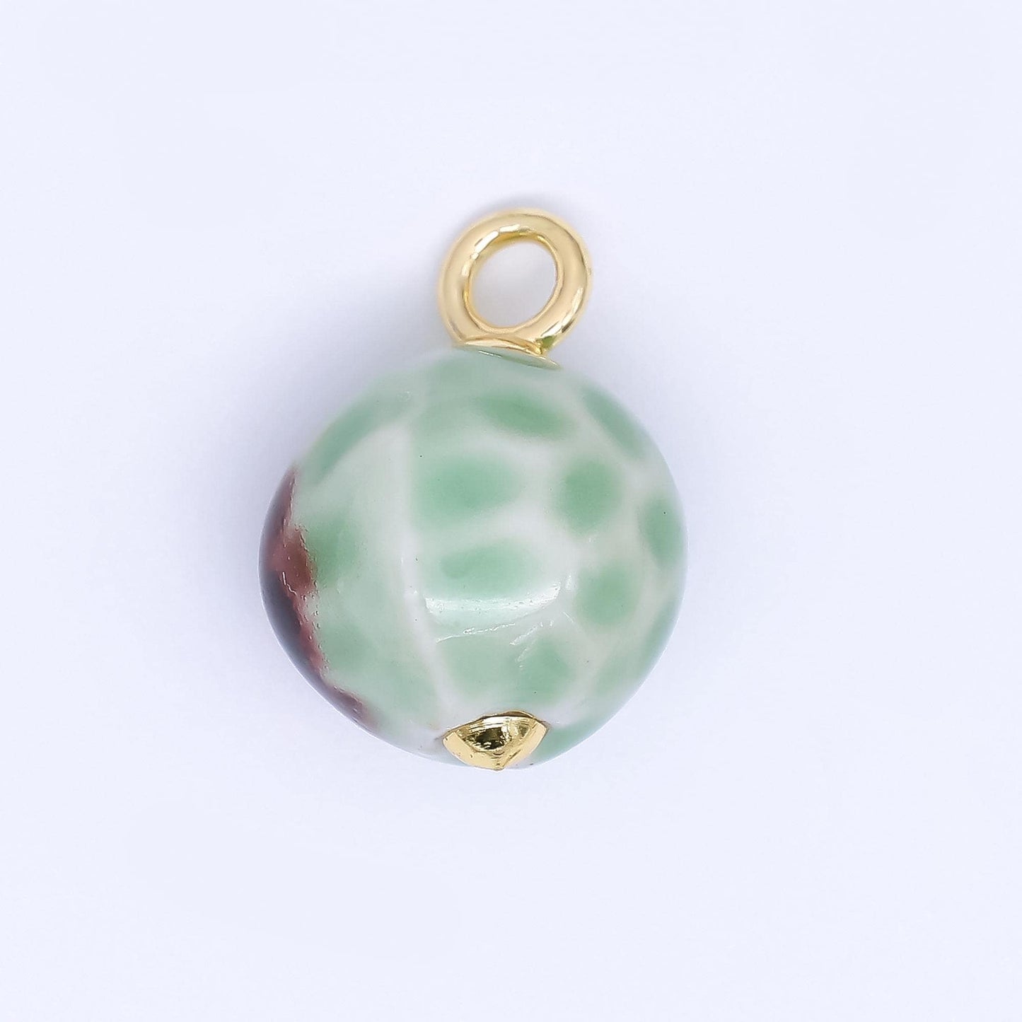 24K Gold Filled 22mm Ceramic Art Enchanted Round Orbs Charm | N-1019 N-1145 N-1172 N-1808 N-1898 N-1971