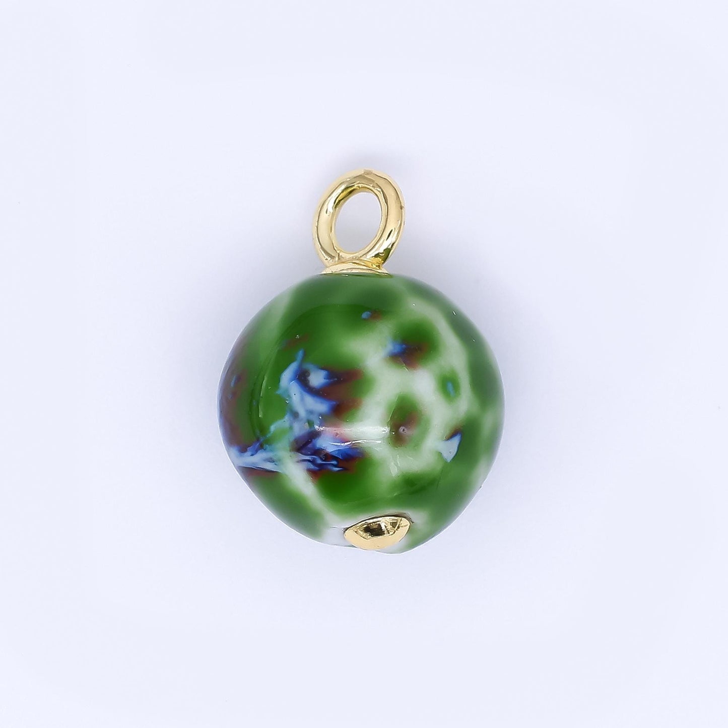 24K Gold Filled 22mm Ceramic Art Enchanted Round Orbs Charm | N-1019 N-1145 N-1172 N-1808 N-1898 N-1971