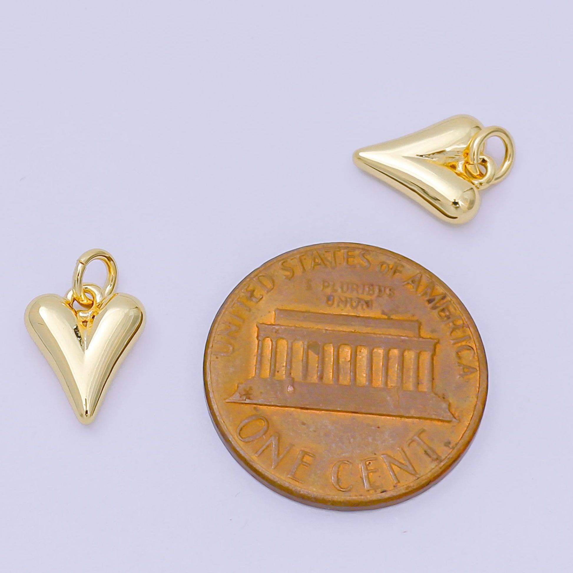 24K Gold Filled 10mm Dainty Minimalist Chubby 3D Heart Love Charm | D-271
