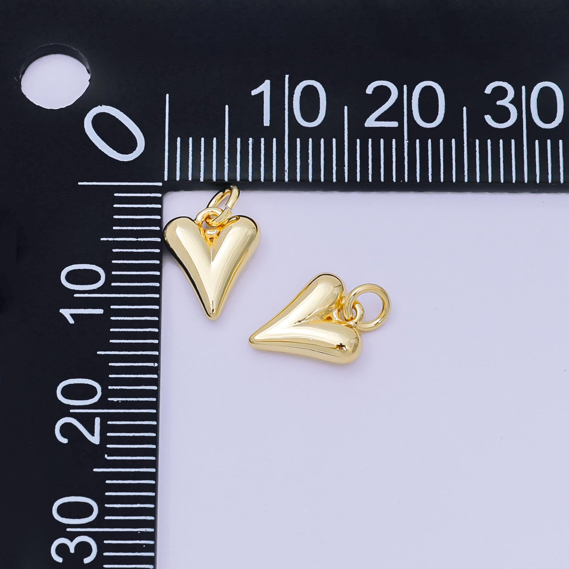 24K Gold Filled 10mm Dainty Minimalist Chubby 3D Heart Love Charm | D-271