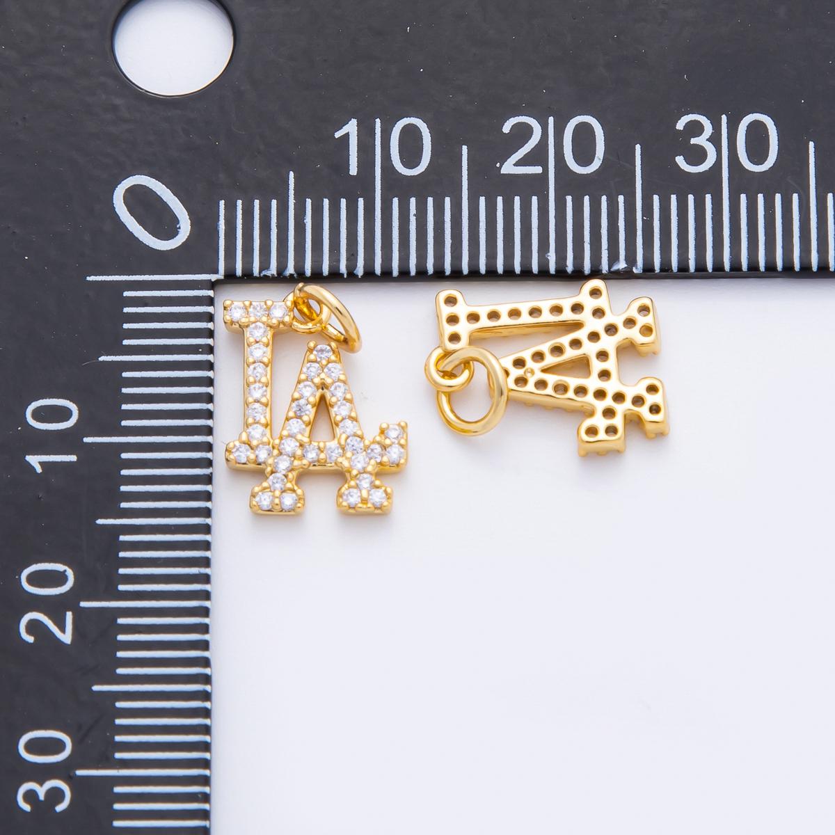 Dainty CZ Gold Los Angeles charm Silver minimalist jewelry micro Pave LA state sign travel Sport pendants necklace bracelet E-932