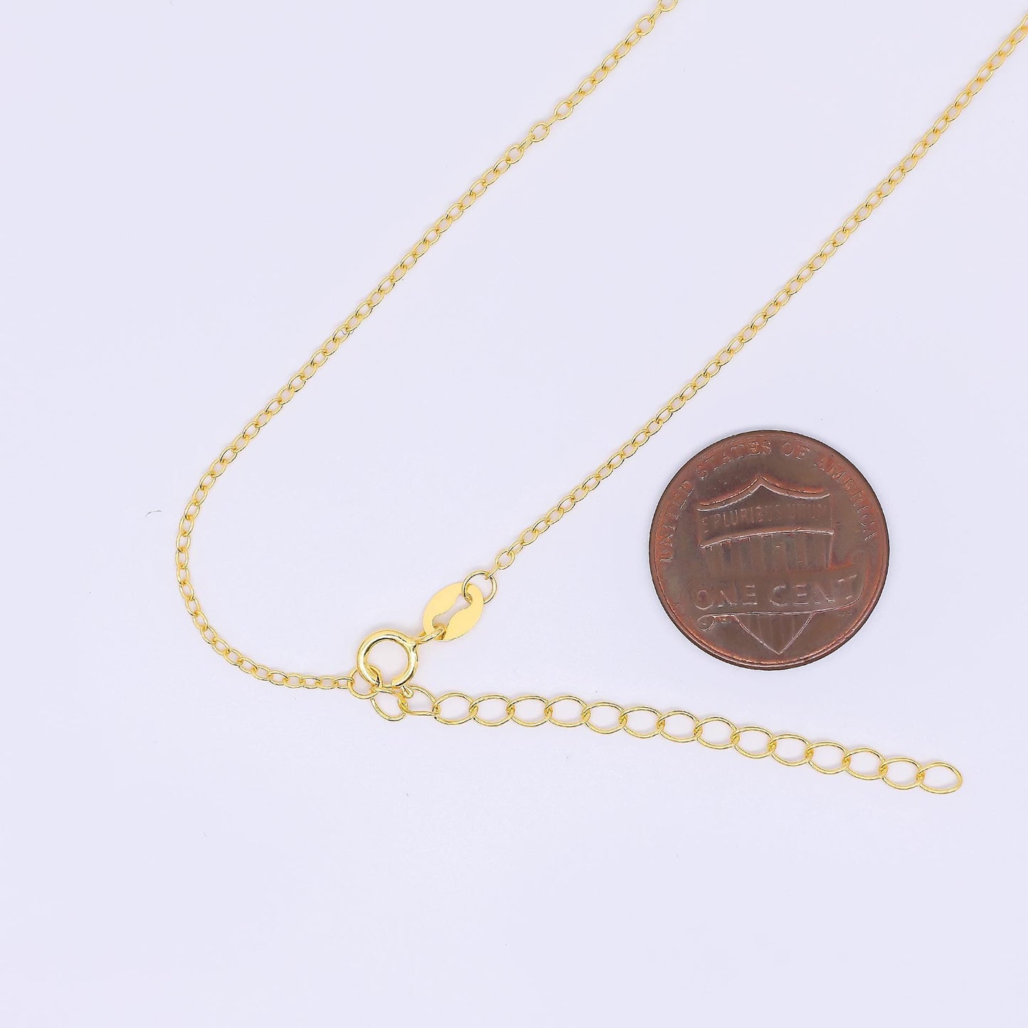 24K Gold Vermeil S925 1.4mm Dainty Classic Cable Chain 16 Inch Necklace | WA-3244