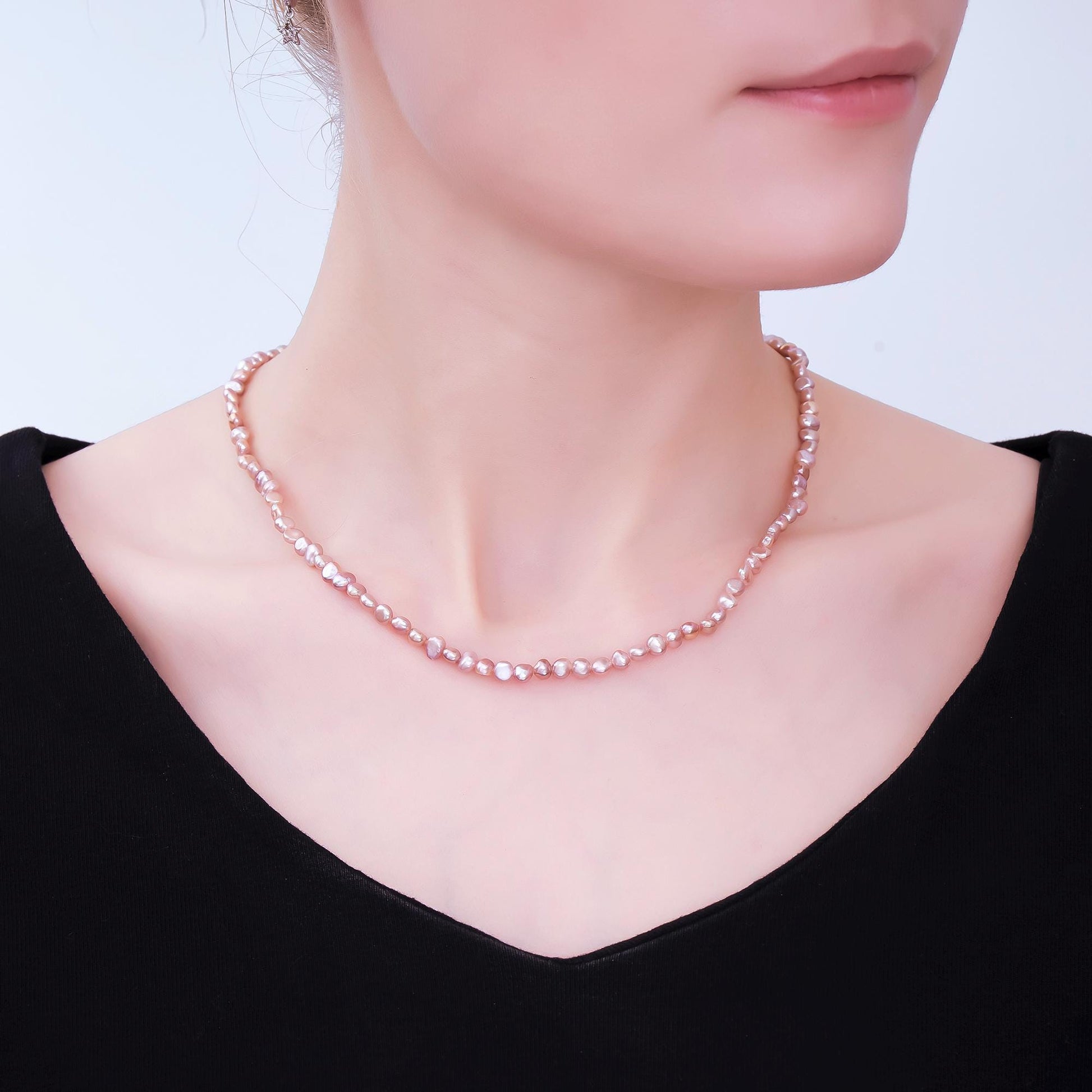 24K Gold Filled 4.6mm Natural Freshwater Pearl Chain 15 Inch Necklace with Extender | WA-1005