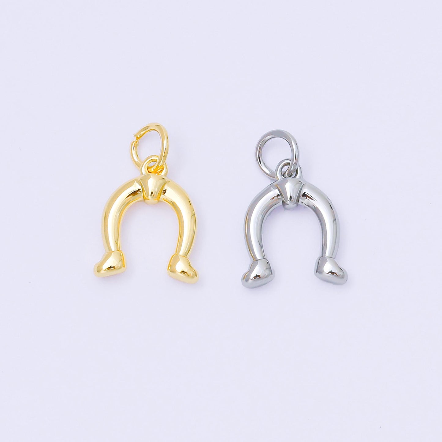 24K Gold Filled 13mm Minimalist Lucky Horseshoe Charm in Gold & Silver | AF1253