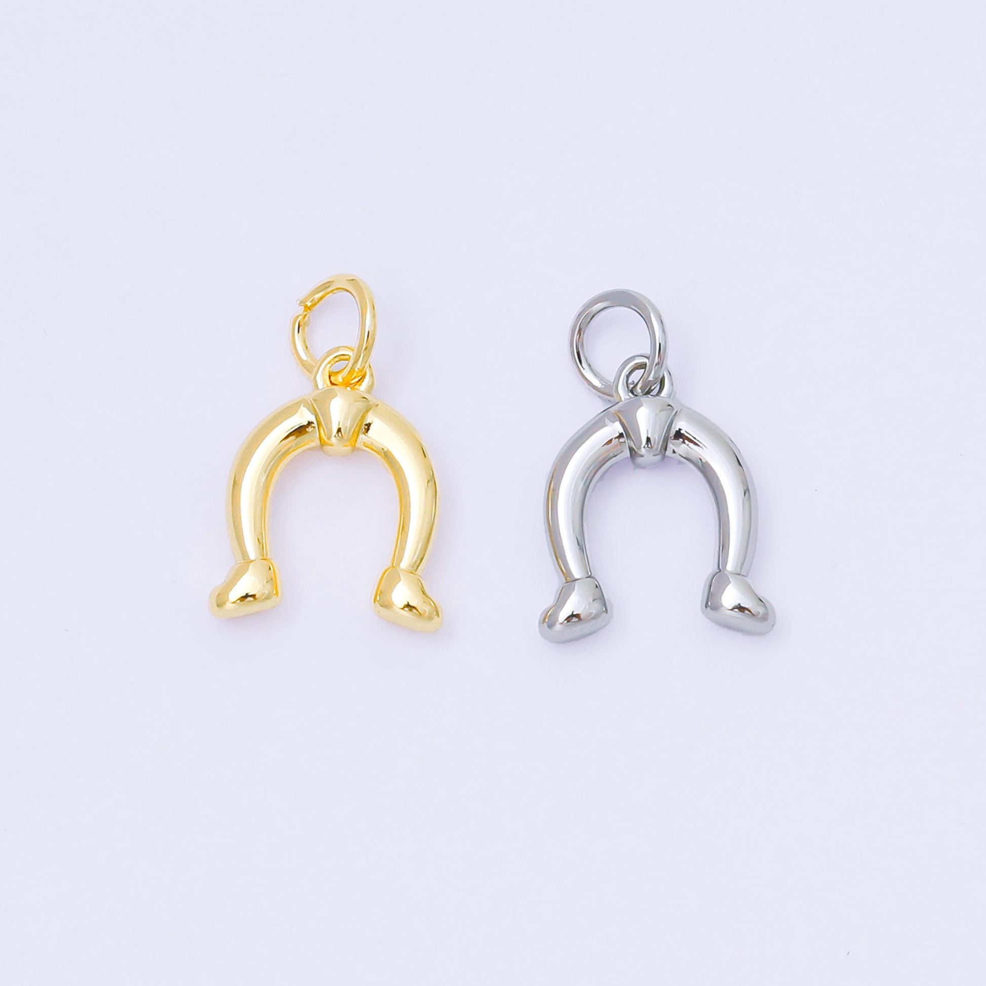 24K Gold Filled 13mm Minimalist Lucky Horseshoe Charm in Gold & Silver | AF1253