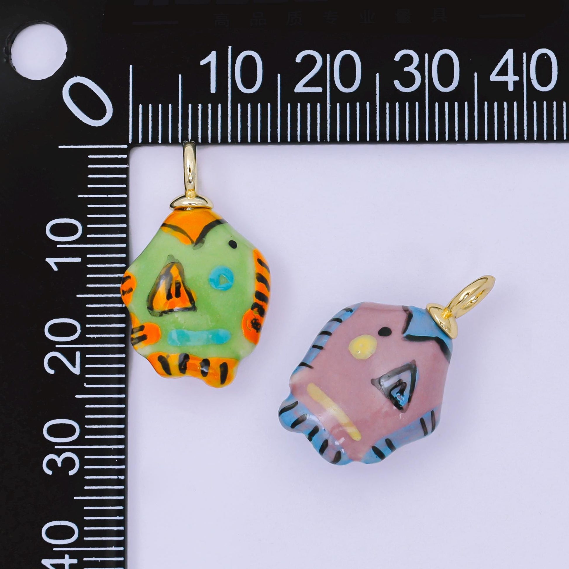 Dainty Colorful Ceramic Fish Charm Hand Painted Beads Adorable Multicolor Fish for Necklace Bracelet Component AF-1515